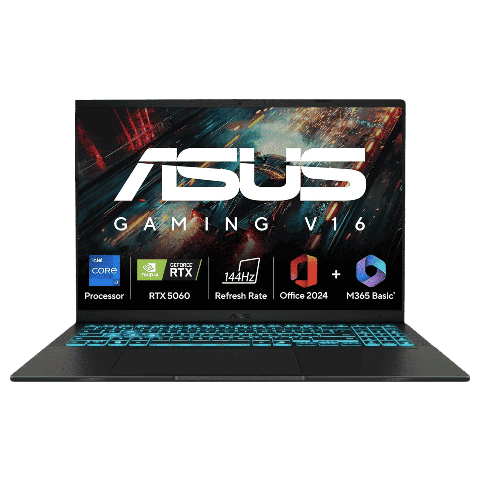 ASUS V16 V3607VM-RP057WS Intel Core 7 Gaming Laptop (16GB, 512GB SSD, Windows 11 Home, 8GB Graphics, 16 inch 144 Hz WUXGA Display, NVIDIA GeForce RTX 5060, MS Office Home 2024, Black, 1.95 KG)_1
