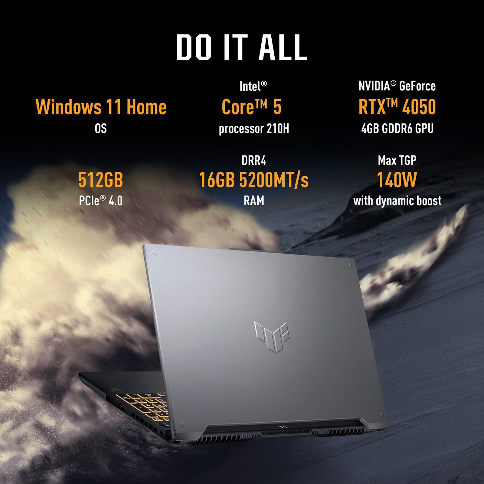 ASUS TUF F16 FX677VU-RL055WS Intel Core 5 Gaming Laptop (16GB, 512GB SSD, Windows 11 Home, 6GB Graphics, 16 inch 144 Hz FHD+ WUXGA Display, NVIDIA GeForce RTX 4050, MS Office Home 2024, Mecha Gray, 2.20 KG)_10