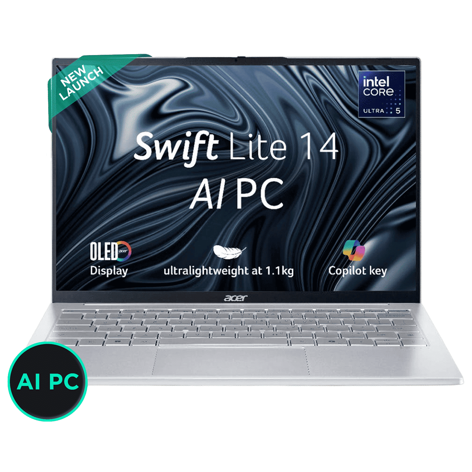 Acer Swift Lite 14 SFL14-54M Intel Core Ultra 5 Thin & Light Laptop (16GB RAM, 512GB SSD, Windows 11 Home, 14 inch WUXGA OLED Display, Microsoft Office, Light Silver, 1.10 KG) Acer Swift Lite 14 SFL14-54M Intel Core Ultra 5 Thin & Light Laptop (16GB RAM, 512GB SSD, Windows 11 Home, 14 inch WUXGA OLED Display, Microsoft Office, Light Silver, 1.10 KG)_1