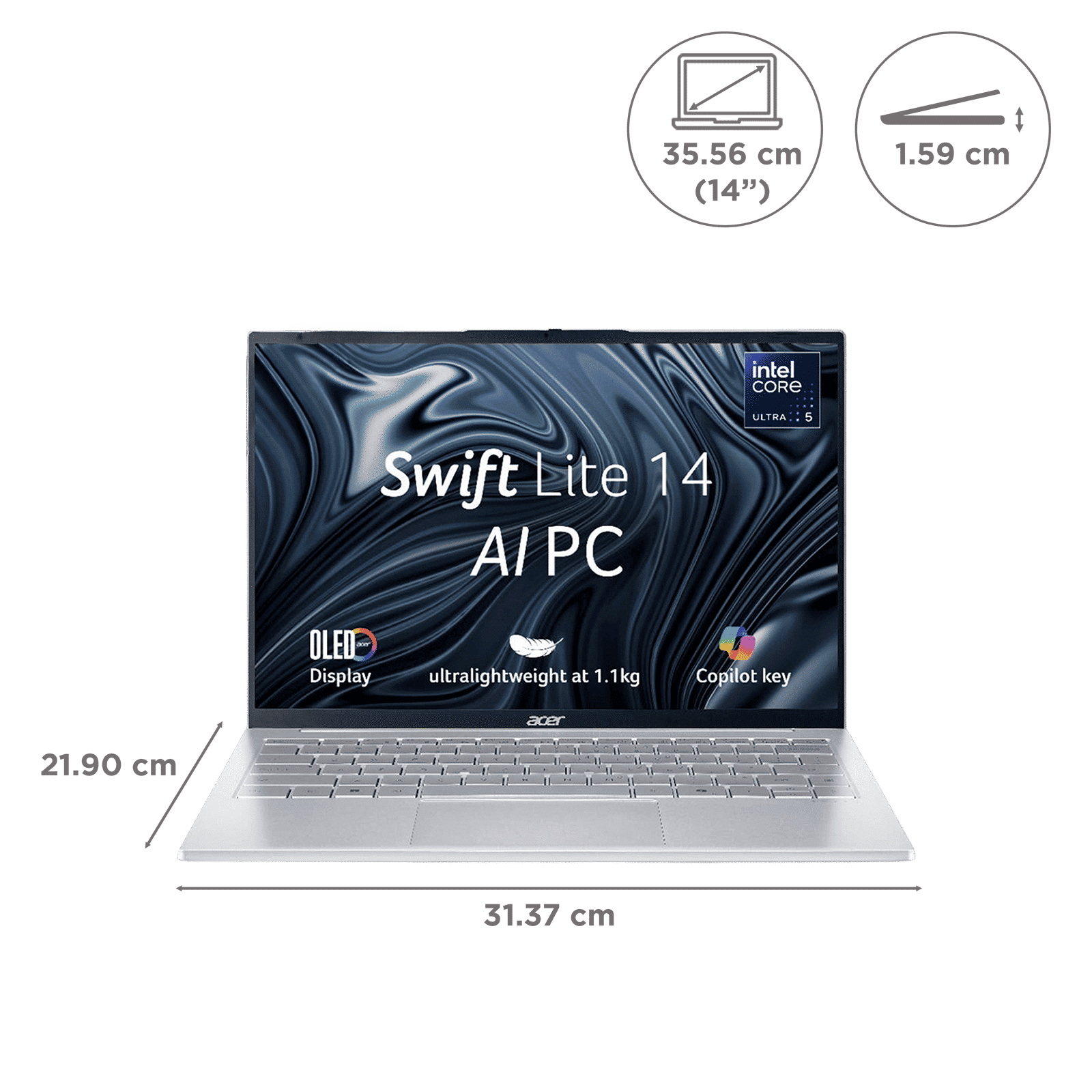 Acer Swift Lite 14 SFL14-54M Intel Core Ultra 5 Thin & Light Laptop (16GB RAM, 512GB SSD, Windows 11 Home, 14 inch WUXGA OLED Display, Microsoft Office, Light Silver, 1.10 KG) Acer Swift Lite 14 SFL14-54M Intel Core Ultra 5 Thin & Light Laptop (16GB RAM, 512GB SSD, Windows 11 Home, 14 inch WUXGA OLED Display, Microsoft Office, Light Silver, 1.10 KG)_2