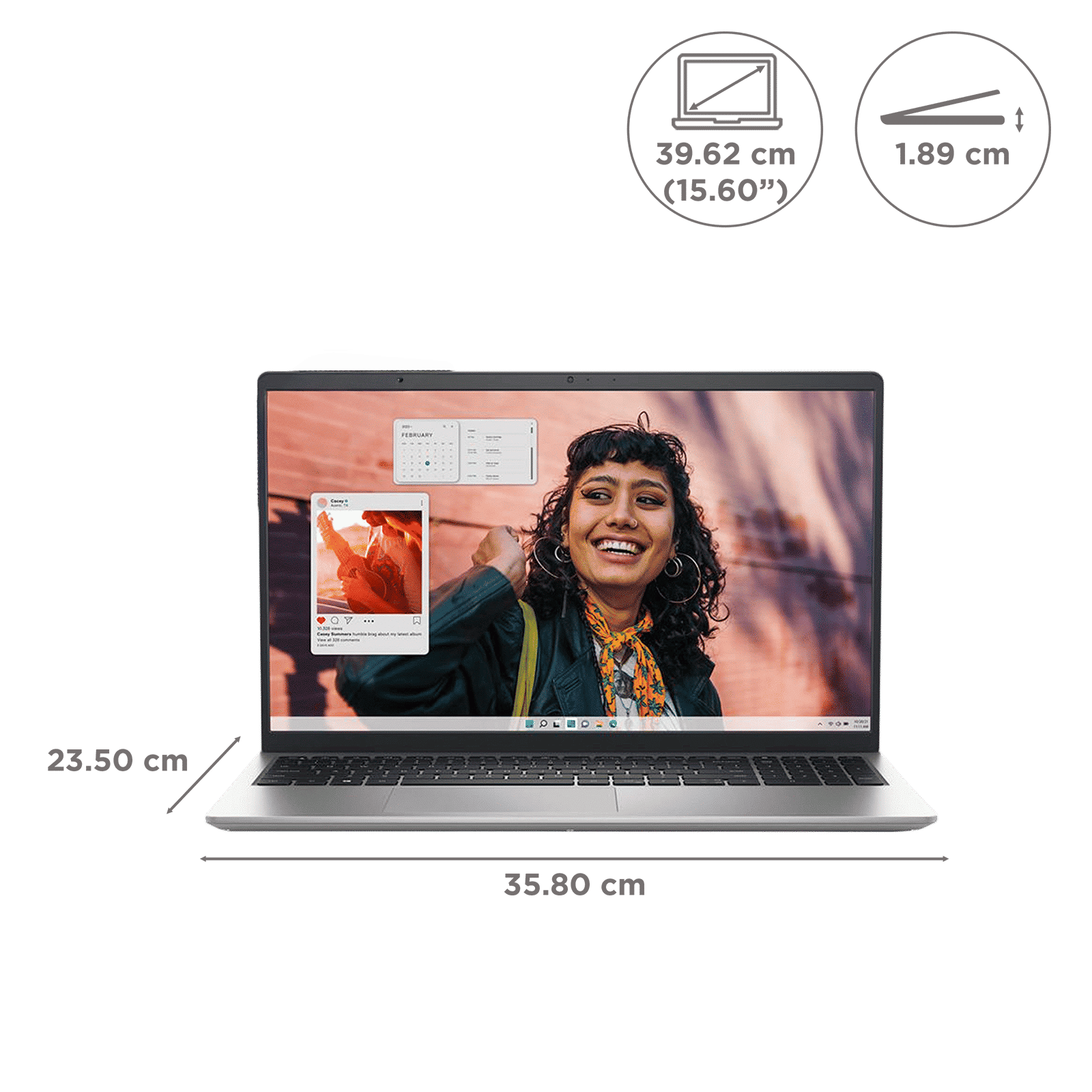 DELL DC 15250 Intel Core 3 Thin & Light Laptop (8GB, 512GB SSD, Windows 11, 15.6 inch Full HD Display, MS Office Home 2024, Platinum Silver, 1.66 KG)_2