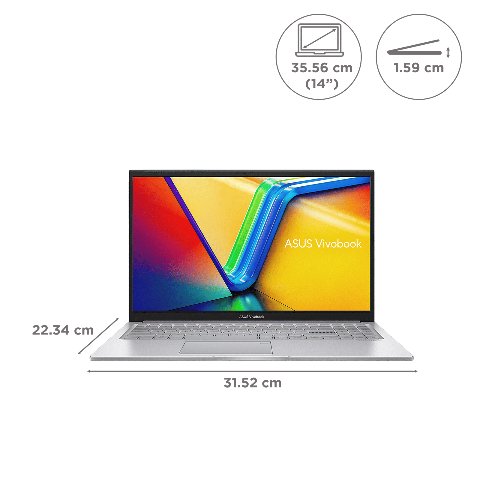 ASUS Vivobook S14 S3407QA-KP020WS Snapdragon X Thin & Light Laptop (16GB, 512GB SSD, Windows 11 Home, 14 inch 2.5K WQXGA IPS Display, MS Office Home 2024, Cool Silver, 1.35 KG)_2