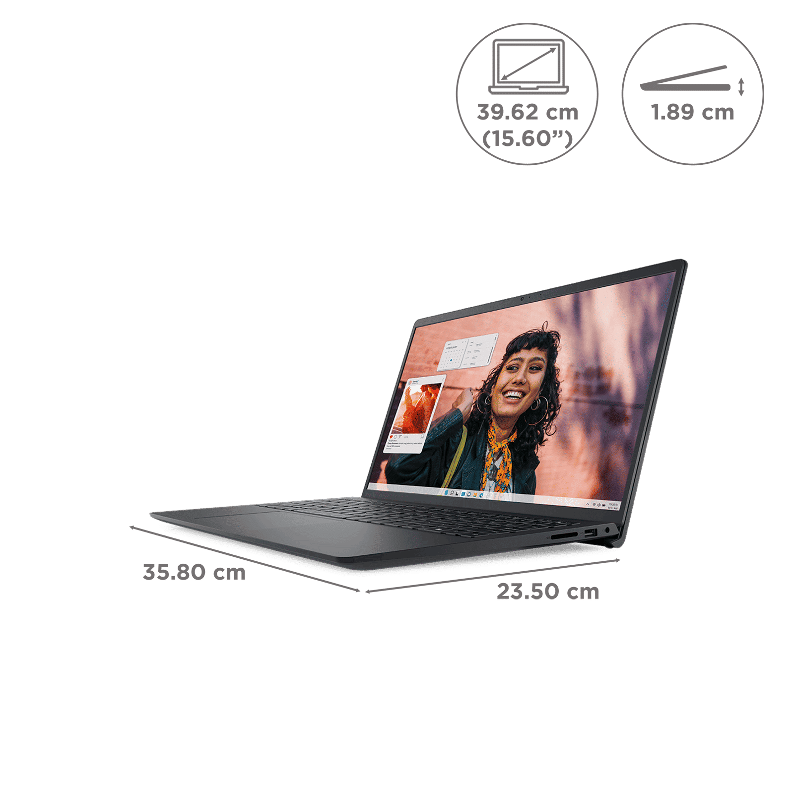 DELL DC 15250 Intel Core 3 Thin & Light Laptop (8GB, 512GB SSD, Windows 11, 15.6 inch Full HD IPS Display, MS Office Home 2024, Carbon Black, 1.66 KG)_2