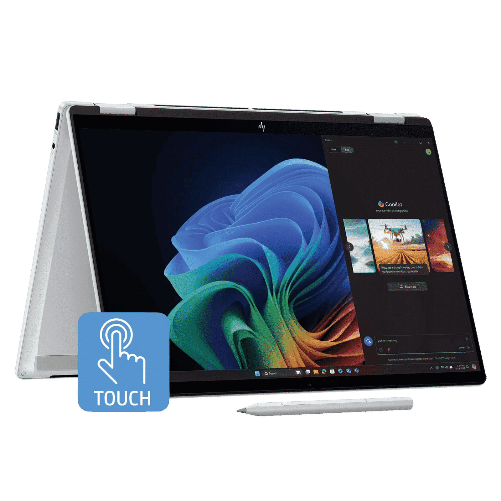 HP OmniBook X Flip 14-fm0099TU Intel Core Ultra 5 Touchscreen 2-in-1 Laptop (16GB, 1TB SSD, Windows 11 Home, 14 inch OLED Display, Meteor Silver, 1.38 KG)_1