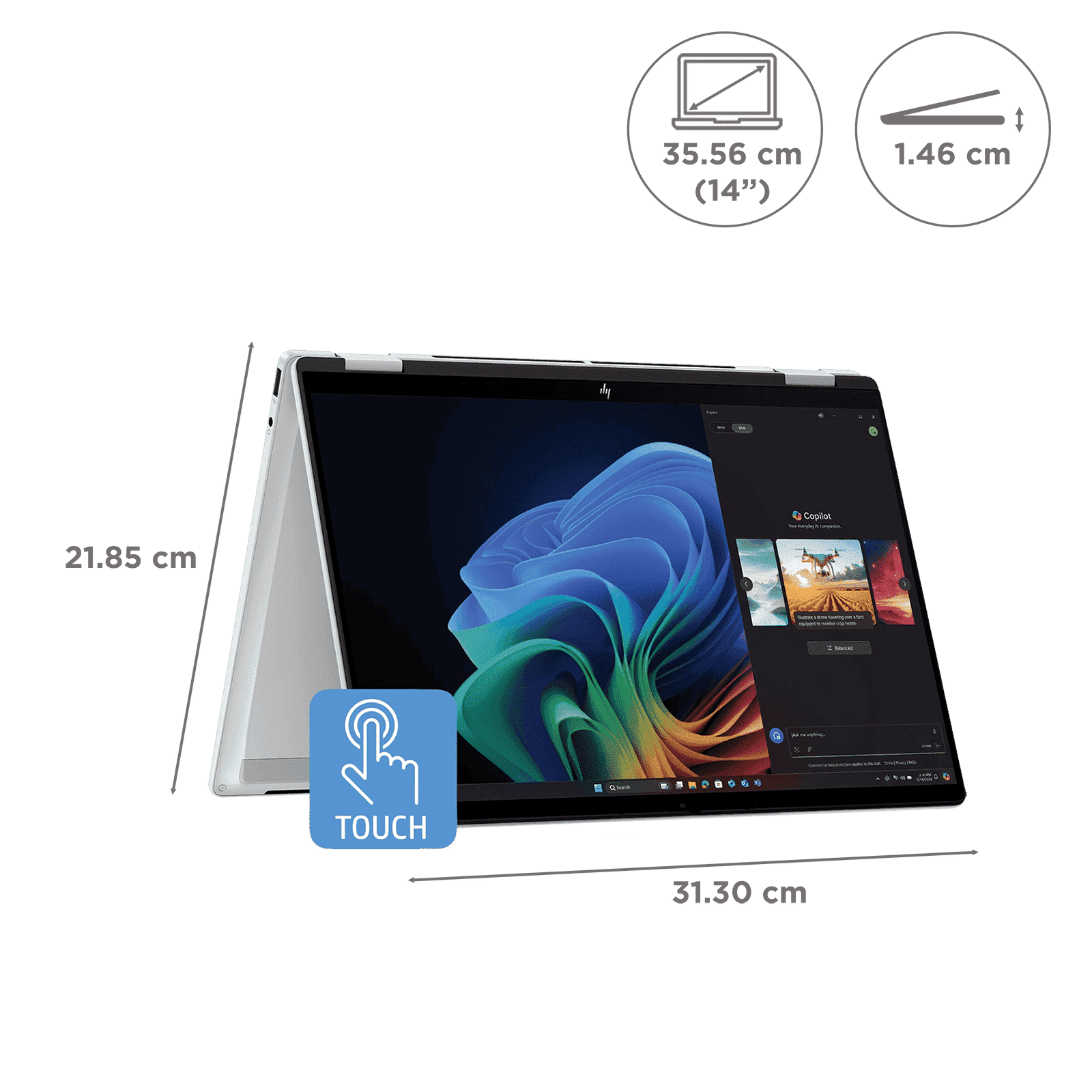 HP OmniBook X Flip 14-fm0099TU Intel Core Ultra 5 Touchscreen 2-in-1 Laptop (16GB, 1TB SSD, Windows 11 Home, 14 inch OLED Display, Meteor Silver, 1.38 KG)_2