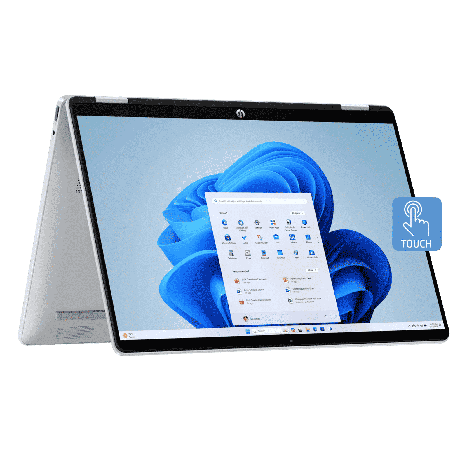 HP OmniBook 5 Flip Intel Core i5-1334U 13th Gen Touchscreen 2-in-1 Laptop (16GB RAM, 512GB SSD, Windows 11 Home, 14 inch 2K IPS Display, Microsoft Office Home 2024, Glacier Silver, 1.62 KG)_1