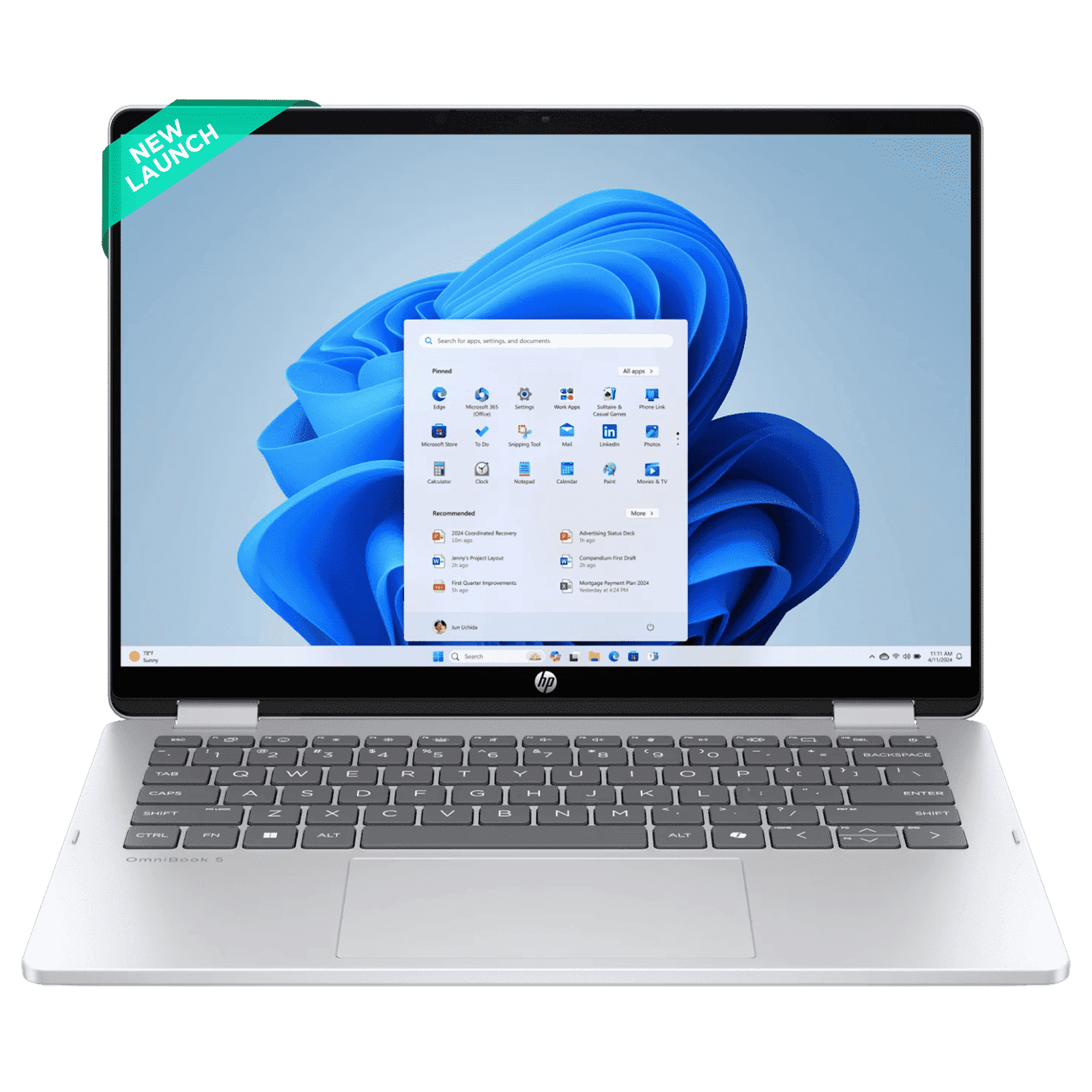 HP OmniBook 5 Flip Intel Core i5-1334U 13th Gen Touchscreen 2-in-1 Laptop (16GB RAM, 512GB SSD, Windows 11 Home, 14 inch 2K IPS Display, Microsoft Office Home 2024, Glacier Silver, 1.62 KG)