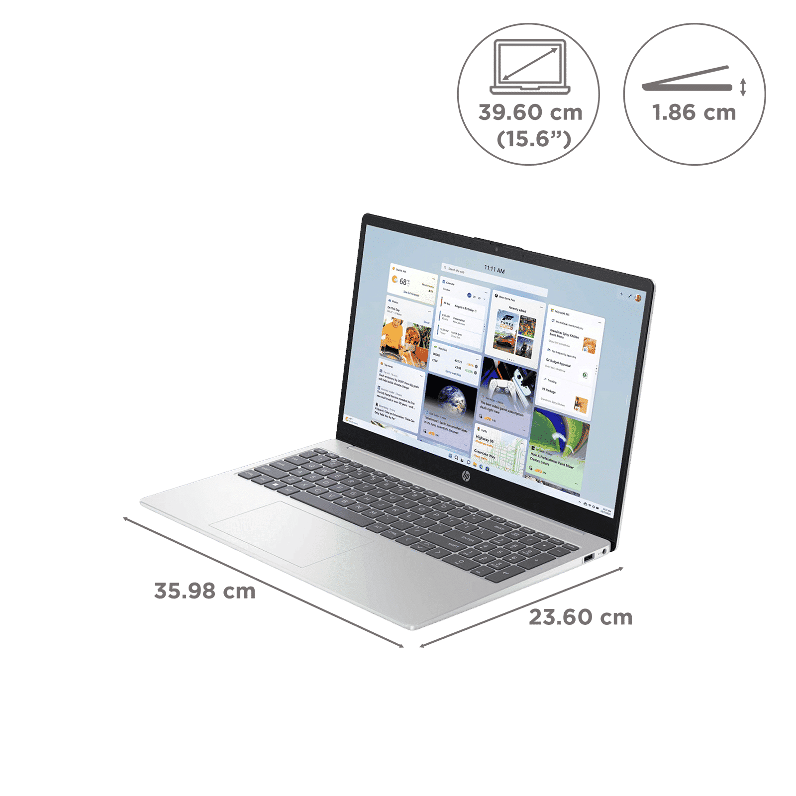 HP 15-fc0704AU AMD Ryzen 5 Thin & Light Laptop (8GB, 512GB SSD, Windows 11 Home, 15.6 inch Full HD Display, Natural Silver, 1.59 KG)_2