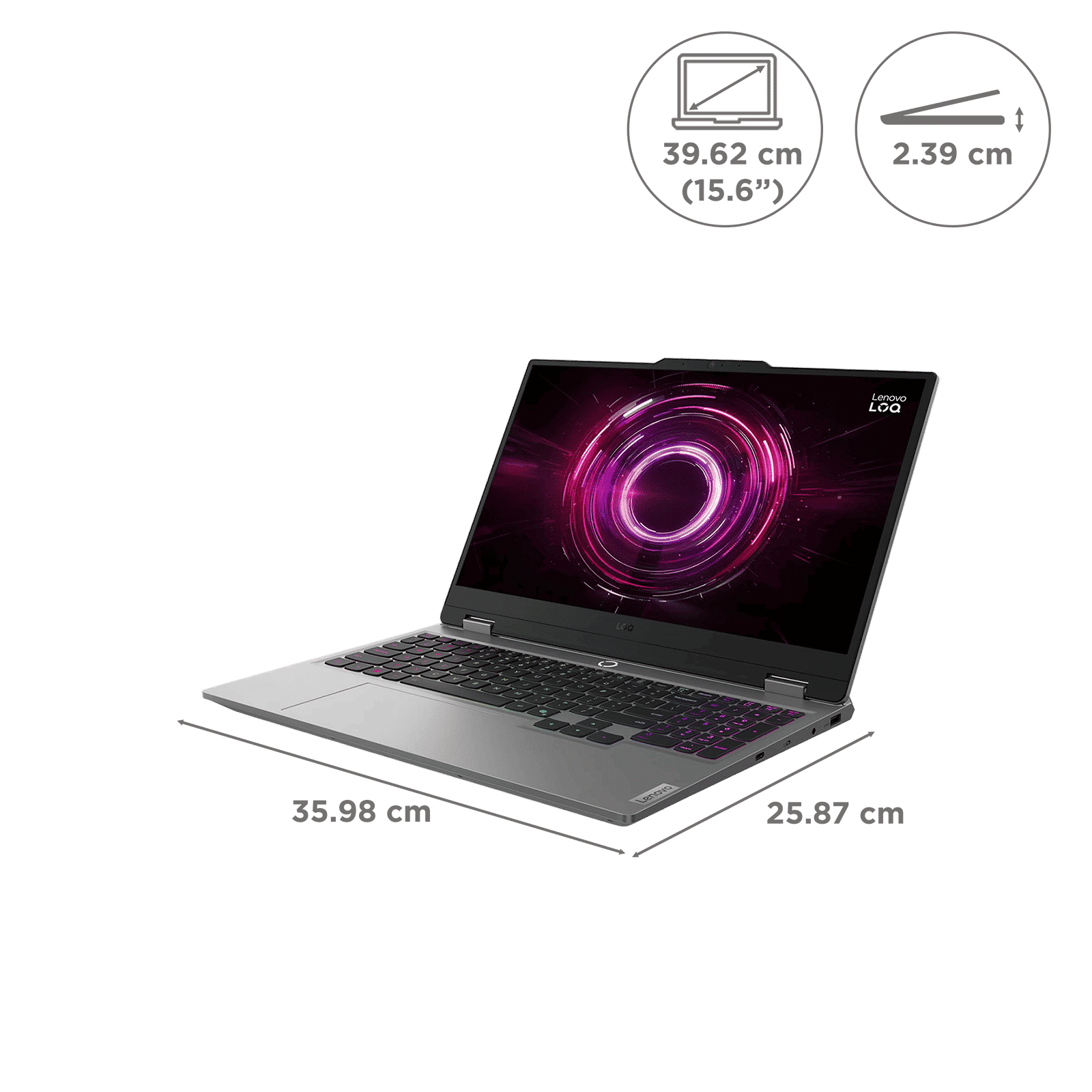 Lenovo LOQ 15AHP10 AMD Ryzen 7 Gaming Laptop (16GB, 1TB SSD, Windows 11 Home, 8GB Graphics, 15.6 Inch 144 Hz Full HD IPS Display, NVIDIA GeForce RTX 5060, MS Office Home 2024, Luna Grey, 2.4 KG)_2