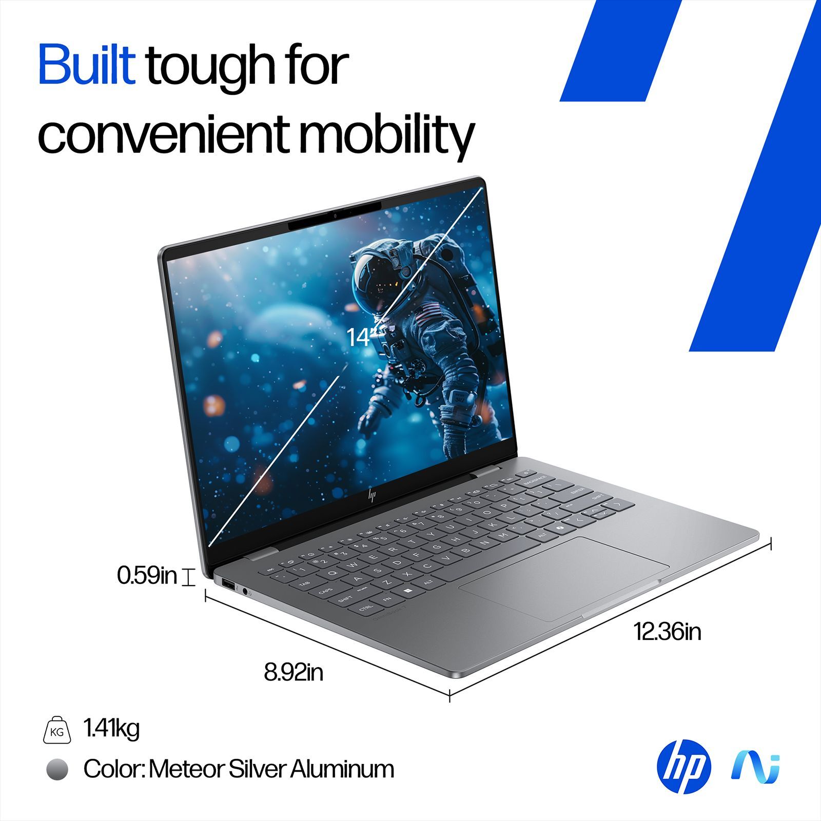 HP OmniBook 7 Intel Core Ultra 5 Laptop (16GB, 512GB SSD, Windows 11, 14 inch 2K OLED Display, MS Office 2024, Meteor Silver, 1.41 KG)_9