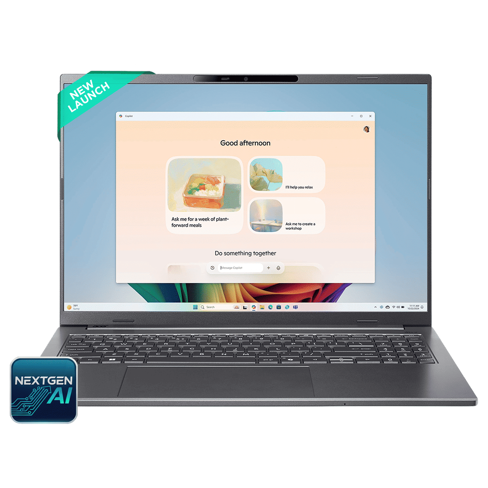 acer A16-11M Qualcomm Snapdragon X Laptop (16GB, 512GB SSD, Windows 11, 16 inch WUXGA Display, MS Office, Steel Grey, 1.7 KG)_1