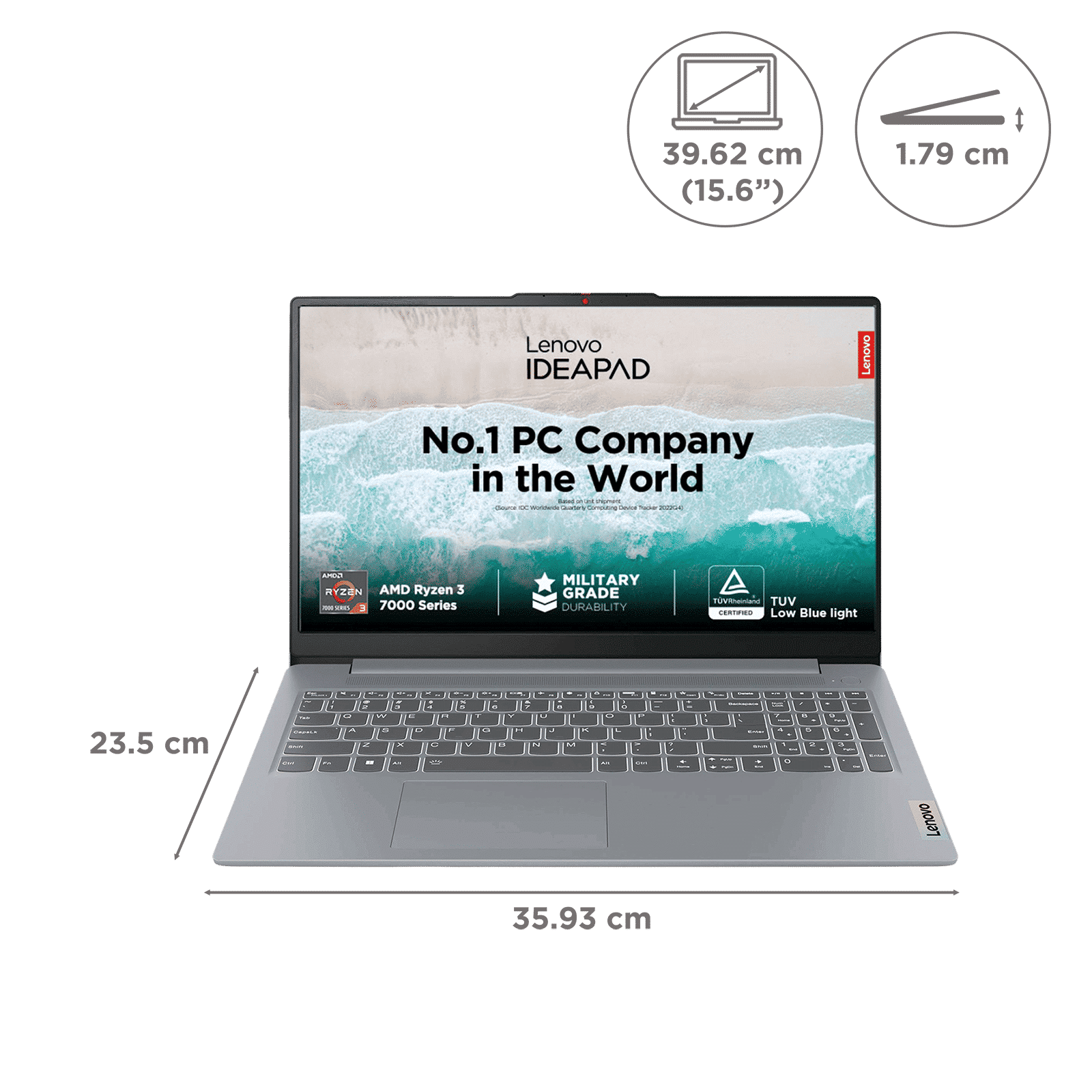 Lenovo IdeaPad Slim 3 15AMN8 AMD Ryzen 3 Laptop (8GB RAM, 512GB SSD, Windows 11 Home, 15.6 inch Full HD TN Display, MS Office Home 2024, Arctic Grey, 1.62 KG)_2
