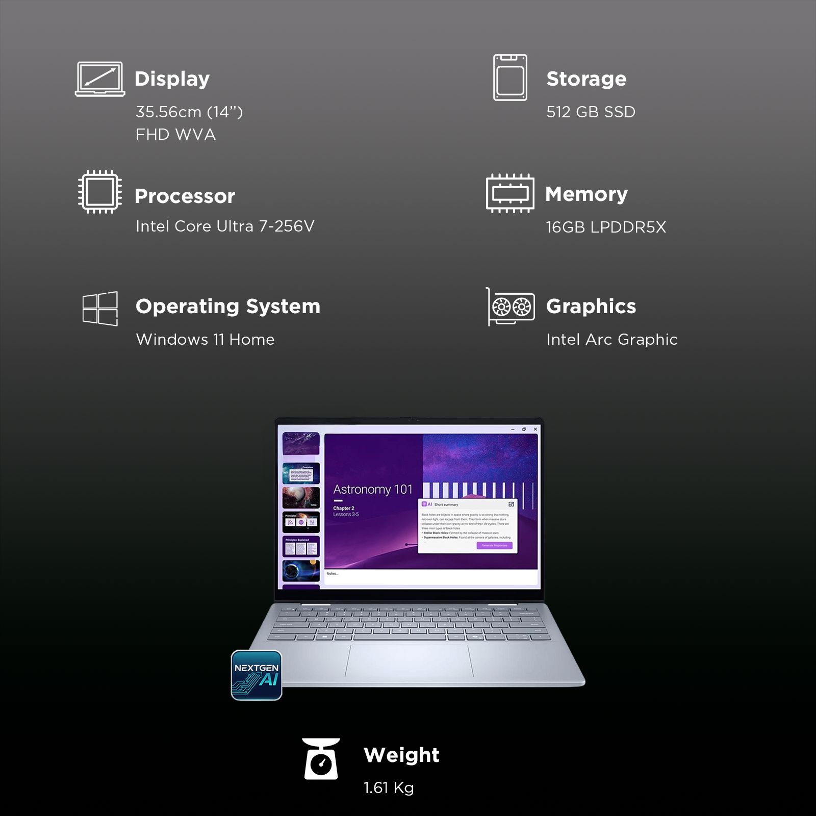 Dell 14 Plus Intel Core Ultra 7 Touchscreen 2-in-1 Laptop (16GB, 512GB SSD, Windows 11 Home, 14 inch Full HD Plus WVA Display, MS Office 2024, Ice Blue, 1.61 KG)_3