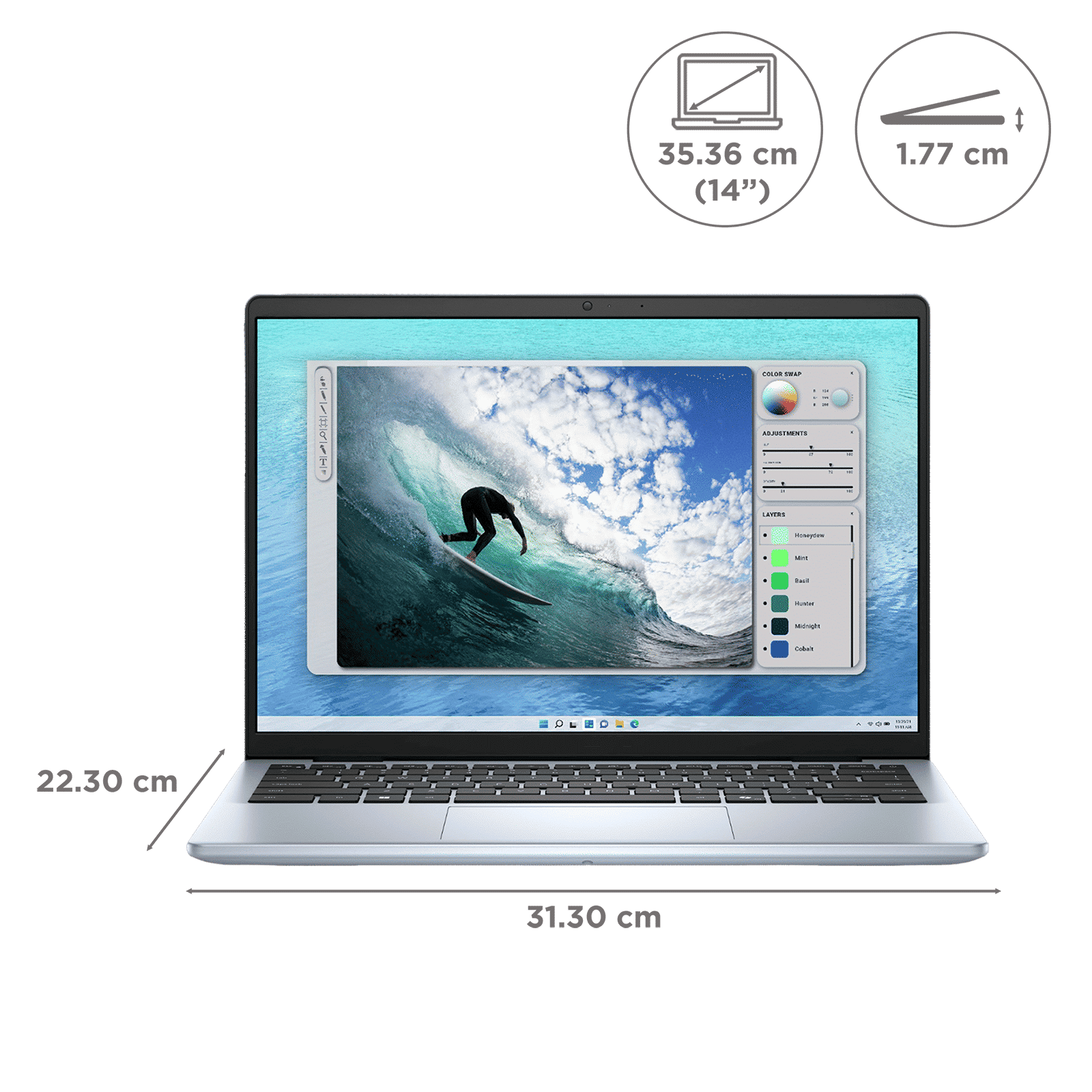 Dell DC 14250 Intel Core 5 Laptop (16GB, 512GB SSD, Windows 11, 14 inch Full HD Plus Display, MS Office 2024, Ice Blue, 1.53 KG)_2