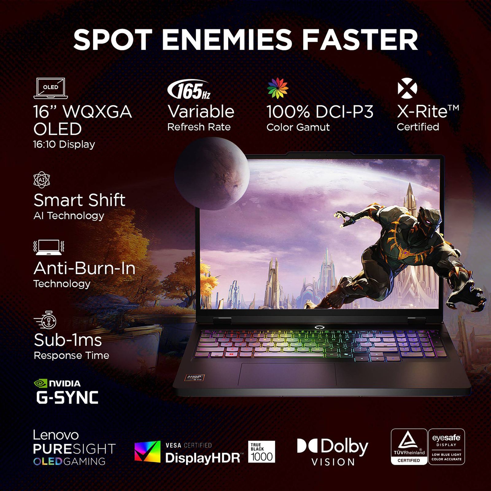 Lenovo Legion Pro 5 16AFR10 AMD Ryzen 9 Gaming Laptop (32GB, 1TB SSD, Windows 11 Home, 8GB Graphics, 16 Inch 165 Hz WQXGA OLED Display, NVIDIA GeForce RTX 5060, MS Office Home 2024, Eclipse Black, 2.3 KG)_16