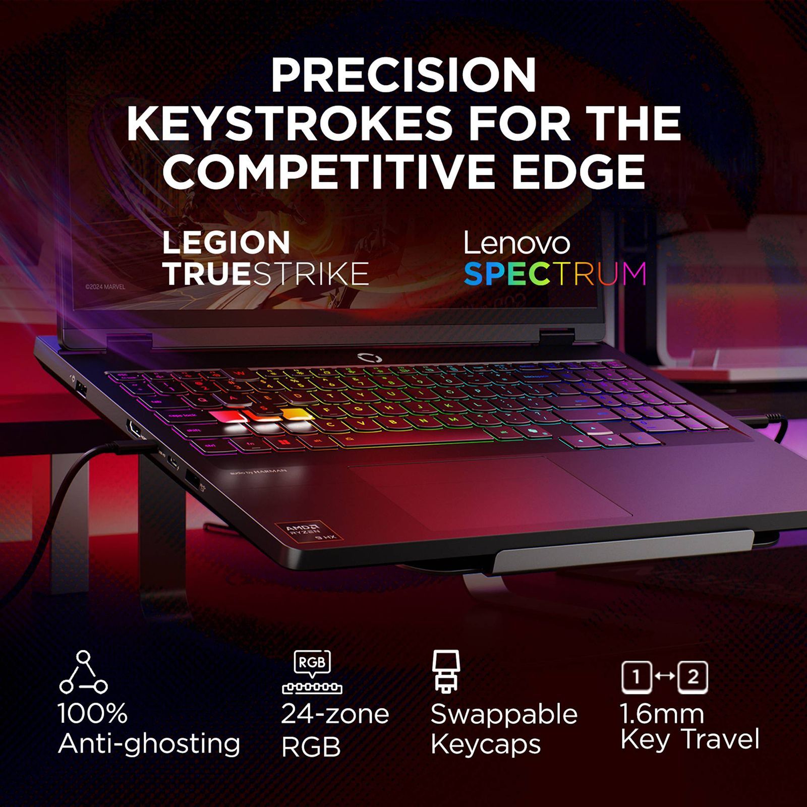 Lenovo Legion Pro 5 16AFR10 AMD Ryzen 9 Gaming Laptop (32GB, 1TB SSD, Windows 11 Home, 8GB Graphics, 16 Inch 165 Hz WQXGA OLED Display, NVIDIA GeForce RTX 5060, MS Office Home 2024, Eclipse Black, 2.3 KG)_18