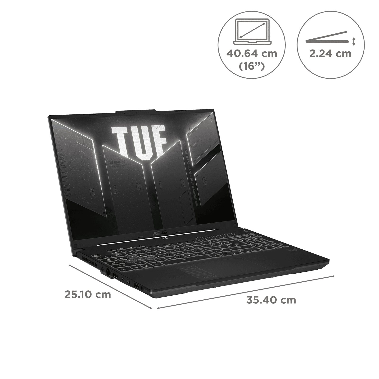 ASUS TUF A16 AMD Ryzen 7 7445HS Gaming Laptop (16GB, 512GB SSD, Windows 11 Home, 6GB Graphics, 16 inch 144 Hz Full HD Plus WUXGA Display, NVIDIA GeForce RTX 4050, MS Office 2024, Mecha Gray, 2.2 KG)_2