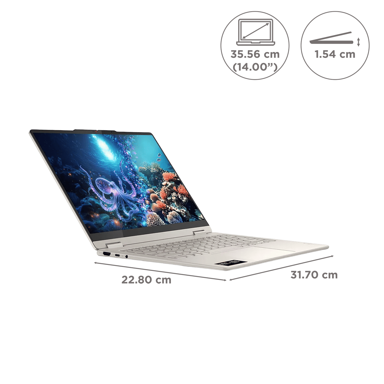 Lenovo Yoga 7 14AKP10 AMD Ryzen AI 7 350 Touchscreen 2-in-1 Laptop (32GB, 1TB SSD, Windows 11 Home, 14 inch WUXGA OLED Display, MS Office Home 2024, Seashell, 1.38 KG)_2