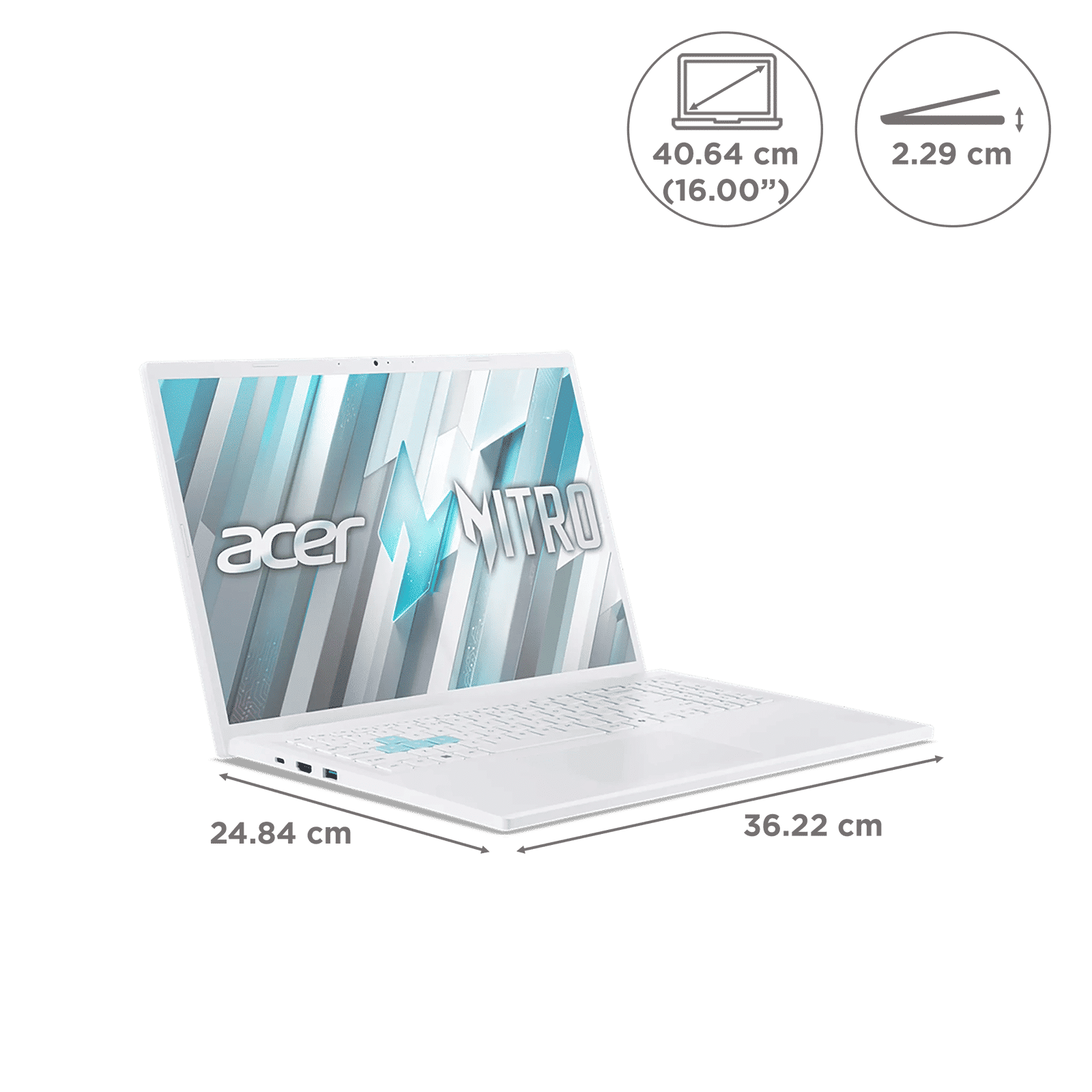 acer Nitro Lite Intel Core i5 13420H Gaming Laptop (16GB, 512GB SSD, Windows 11 Home, 6GB Graphics, 16 inch 165 Hz WQXGA LCD IPS Display, NVIDIA GeForce RTX 4050, MS Office Home 2024, Pearl White, 1.95 KG)_2