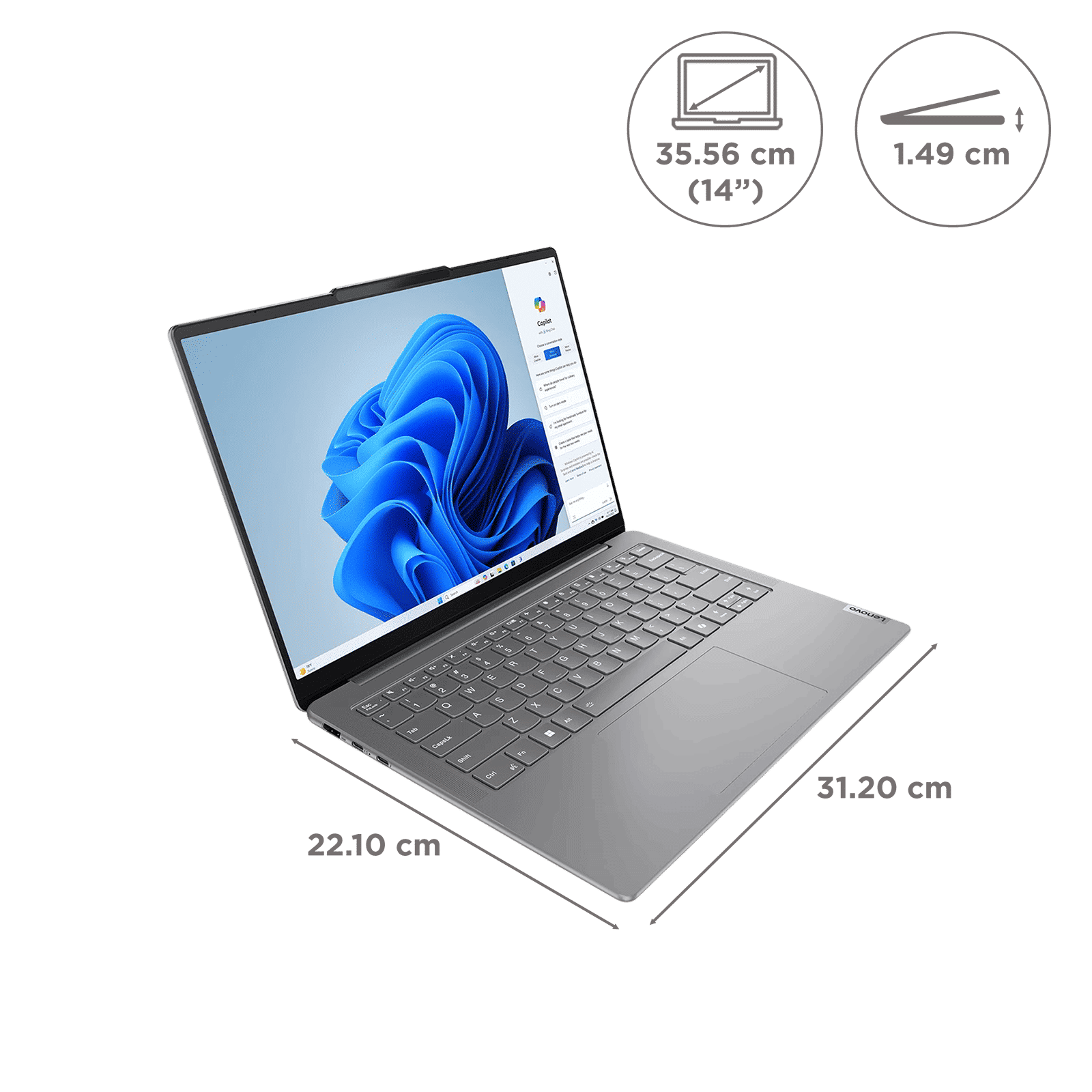 Lenovo Yoga Slim 7 14IMH9 Intel Core Ultra 5 125H Laptop (16GB, 1TB SSD, Windows 11 Home, 14 inch WUXGA OLED Display, MS Office Home 2024, Luna Grey, 1.39 KG)_2