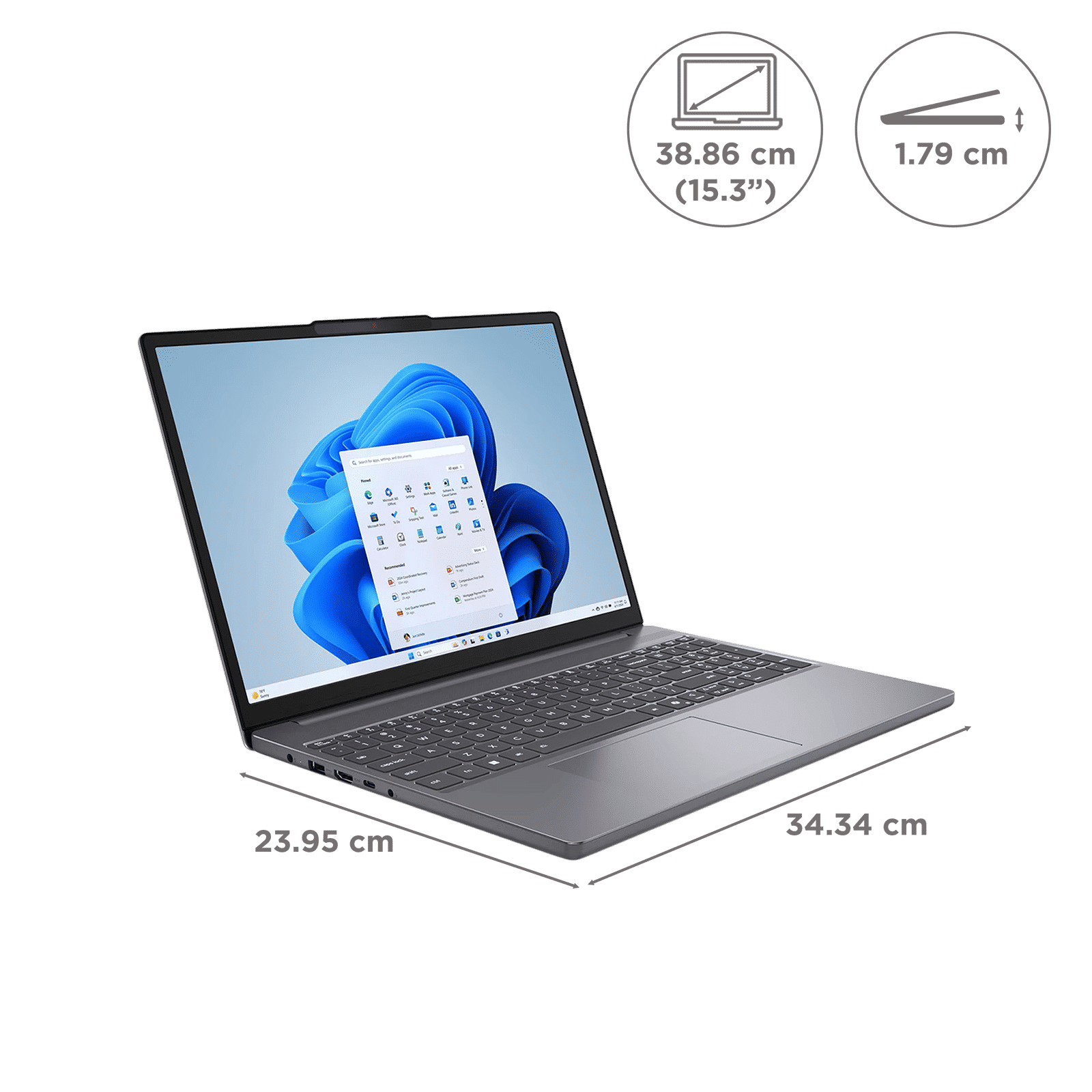 Lenovo IdeaPad Slim 3 15IRH10 Intel Core i5 13th Gen Laptop (16GB, 512GB SSD, Windows 11 Home, 15.3 inch WUXGA IPS Display, MS Office Home 2024, Luna Grey, 1.59 KG)_2