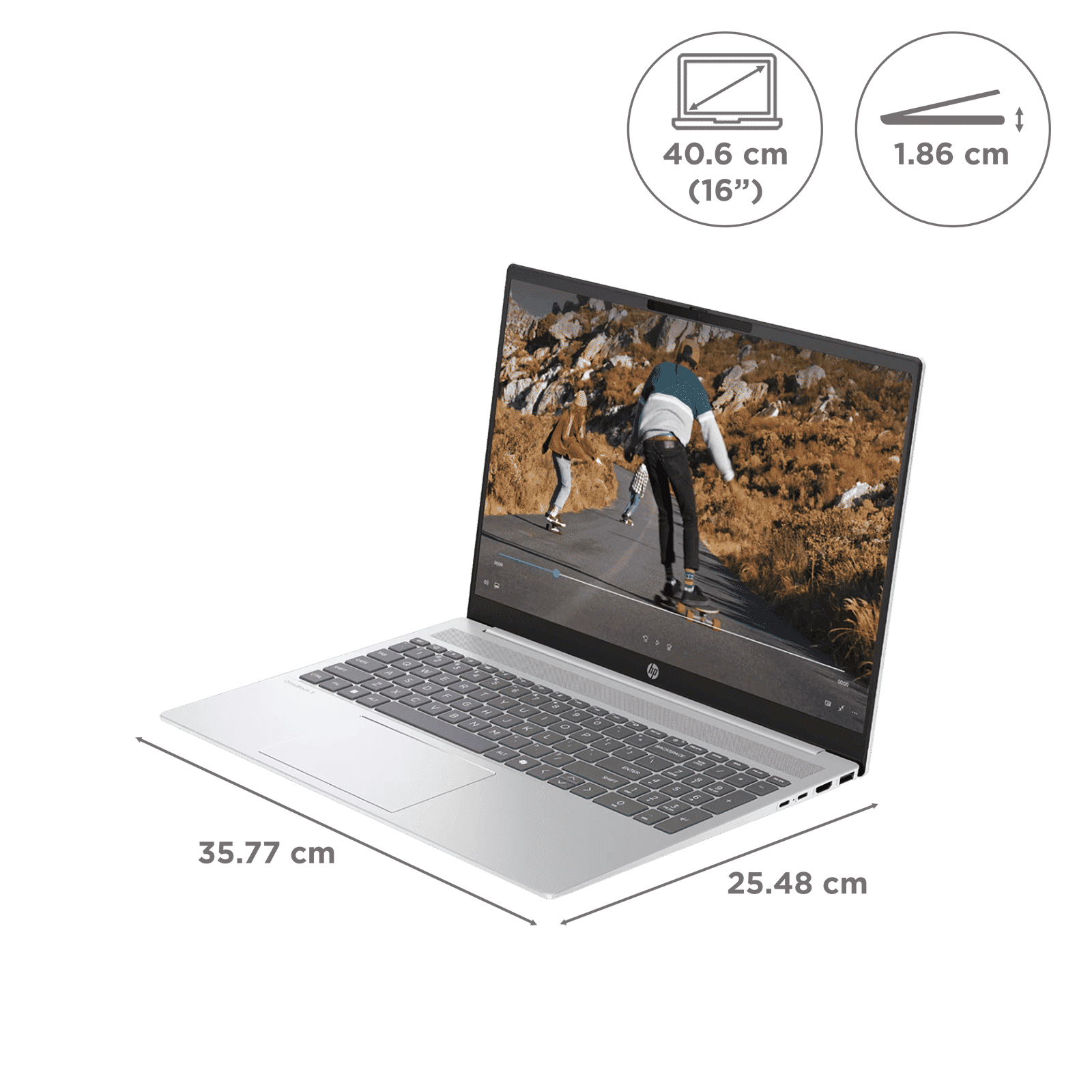 HP OmniBook 5 16-ba1008TU Intel Core i5 13th Gen Laptop (16GB, 512GB SSD, Windows 11 Home, 16 inch 2K IPS Display, MS Office 2024, Glacier Silver Aluminum, 1.77 KG)_2