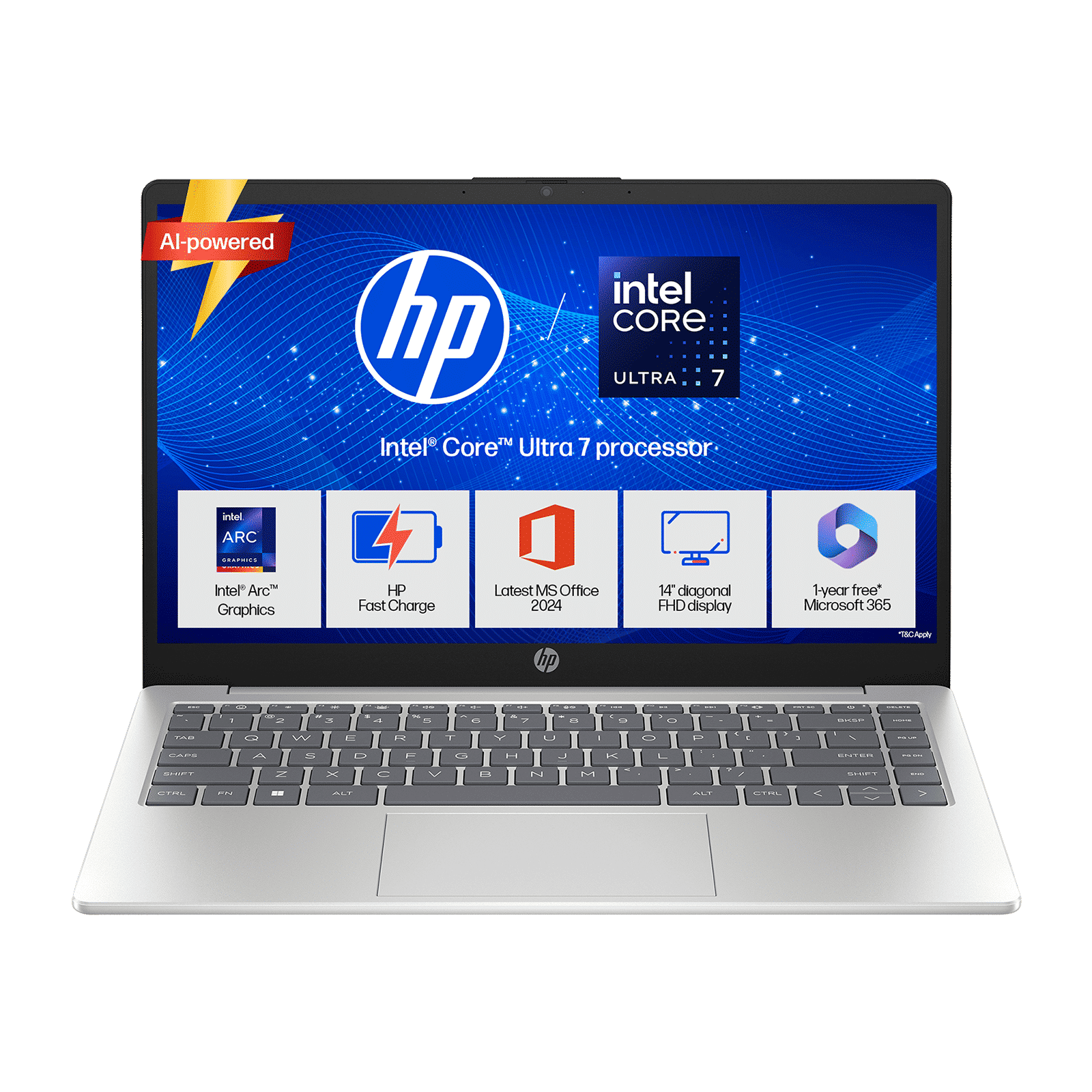 HP 14-ep1182TU Intel Core Ultra 7 Thin & Light Laptop (24GB, 1 TB SSD, Windows 11 Home, 14 inch Full HD IPS Display, MS Office 2024, Natural Silver, 1.40 KG)_1