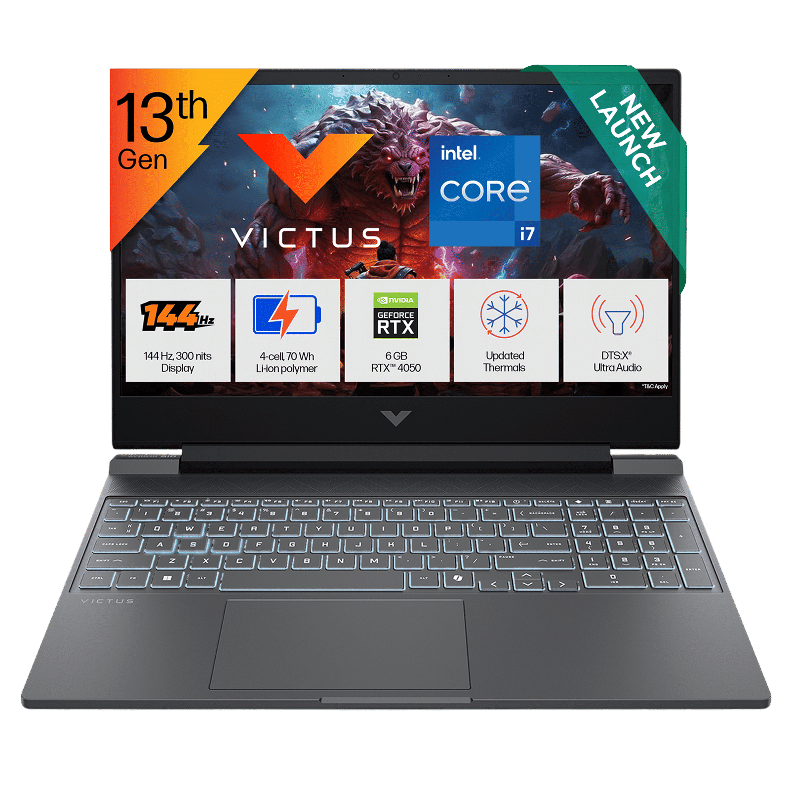 HP Victus 15-fa2532TX Intel Core i7 13th Gen Gaming Laptop (24GB, 512GB SSD, Windows 11 Home, 6GB Graphics, 15.6 inch 144 Hz Full HD IPS Display, NVIDIA GeForce RTX 4050, MS Office 2024, Mica Silver, 2.29 KG)_1