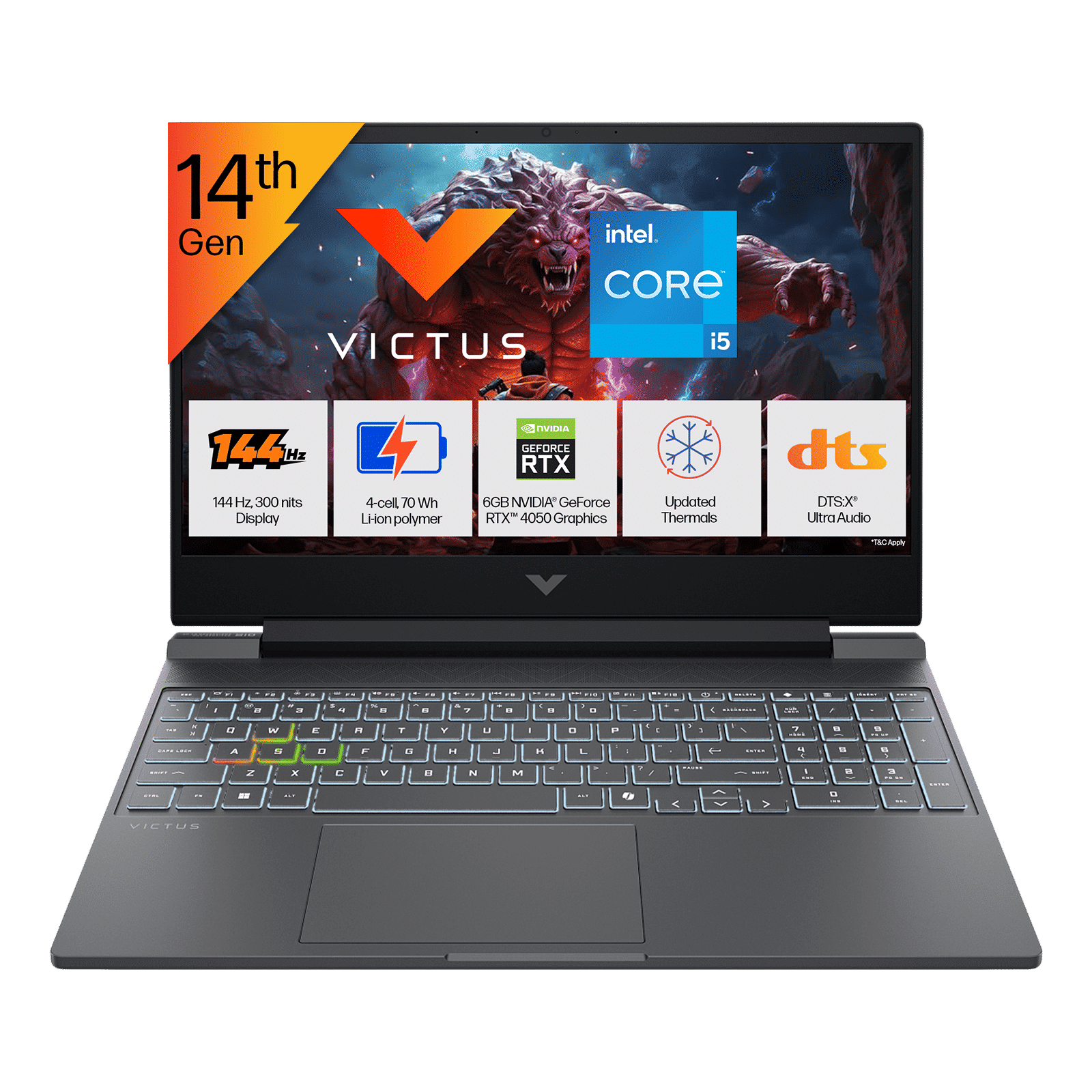 HP Victus 15-fa2539TX Intel Core i5 14th Gen Gaming Laptop (24GB, 512GB SSD, Windows 11, 6GB Graphics, 15.6 Inch 144 Hz Full HD IPS Display, NVIDIA GeForce RTX 4050, MS Office 2024, Mica Silver, 2.29 KG)_1