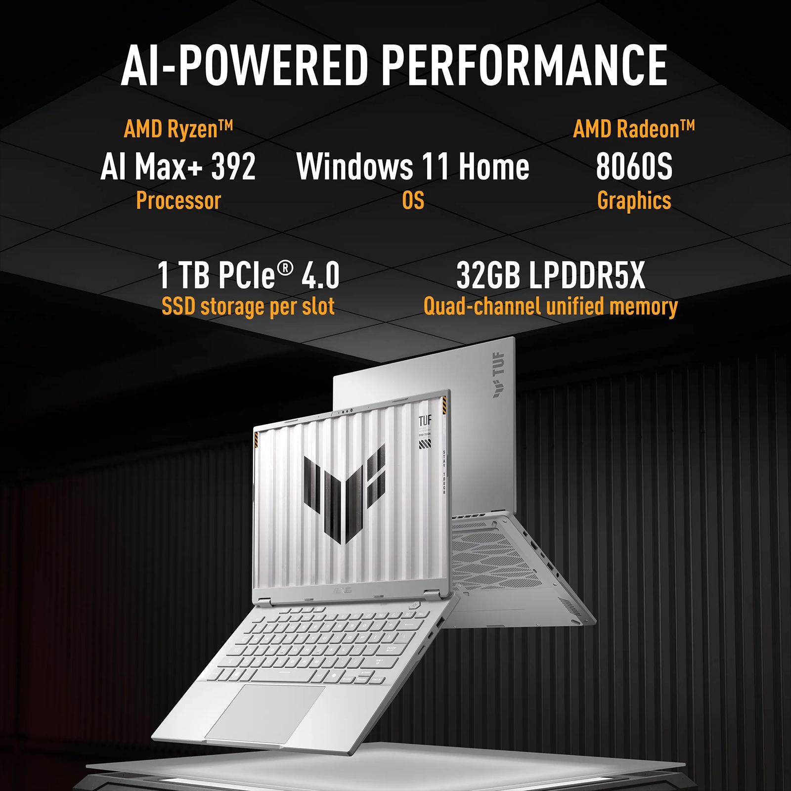 ASUS TUF A14 FA401EA-RG019WS AMD Ryzen AI Max Plus Gaming Laptop (32GB, 1TB SSD, Windows 11 Home, 14 inch 165 Hz 2.5K WQXGA Display, AMD Radeon, MS Office Home 2024, Moonlight White, 1.48 KG)_19