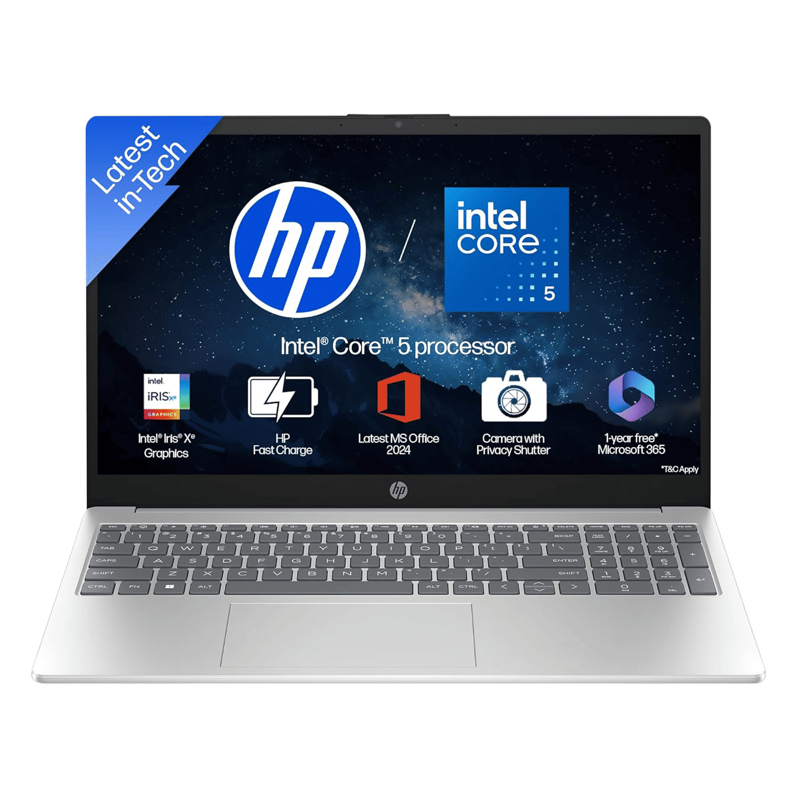 HP 15-hr0124TU Intel Core 5 120U Thin & Light Laptop (24GB, 512GB SSD, Windows 11 Home, 15.6 inch Full HD IPS Display, MS Office 2024, Natural Silver, 1.59 KG)_1