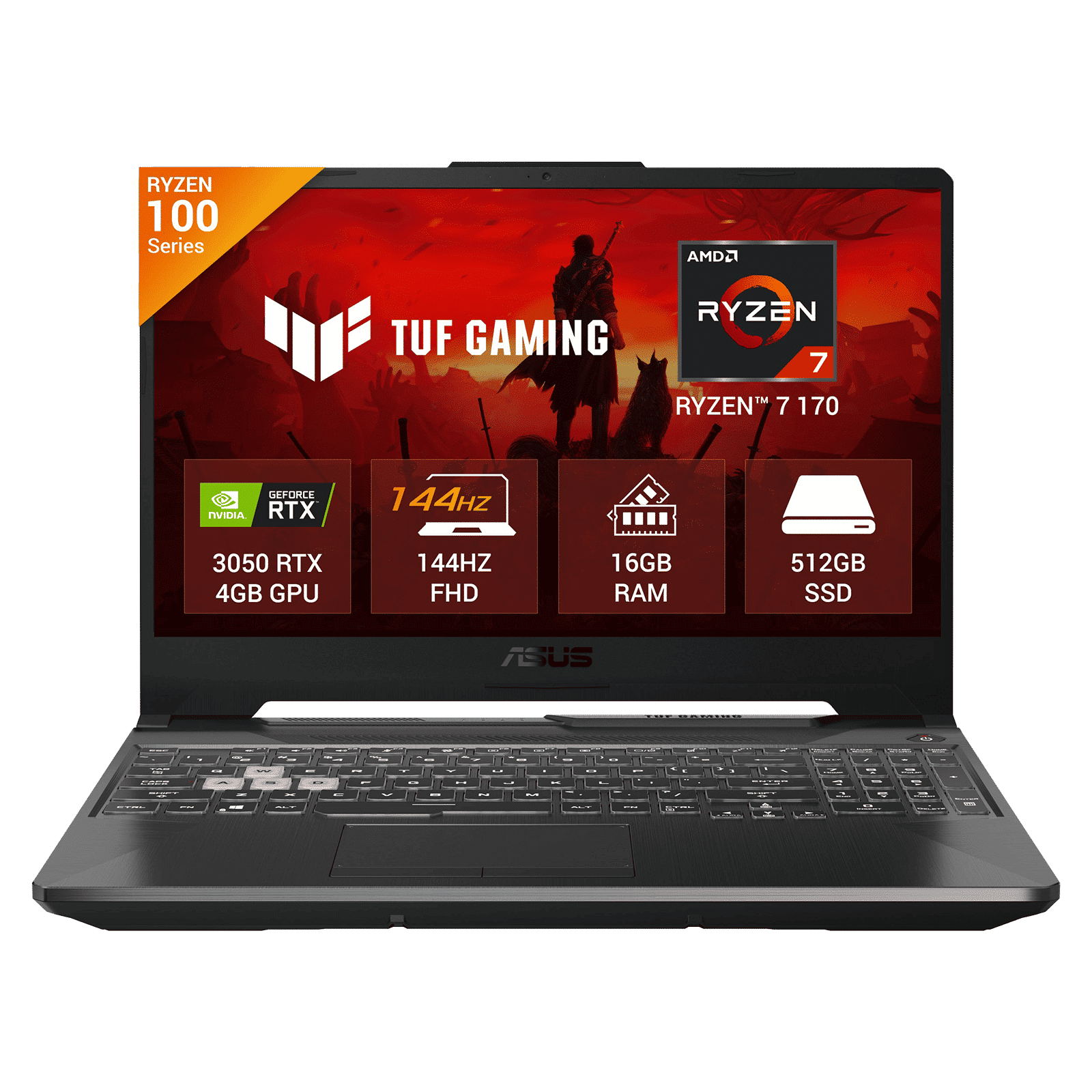 Asus TUF A15 AMD Ryzen 7 170 Gaming Laptop (16GB, 512GB SSD, Windows 11 Home, 4GB Graphics, 15.6 inch 144 Hz Full HD IPS Display, NVIDIA GeForce RTX 3050, MS Office Home 2024, Graphite Black, 2.30 KG)_1