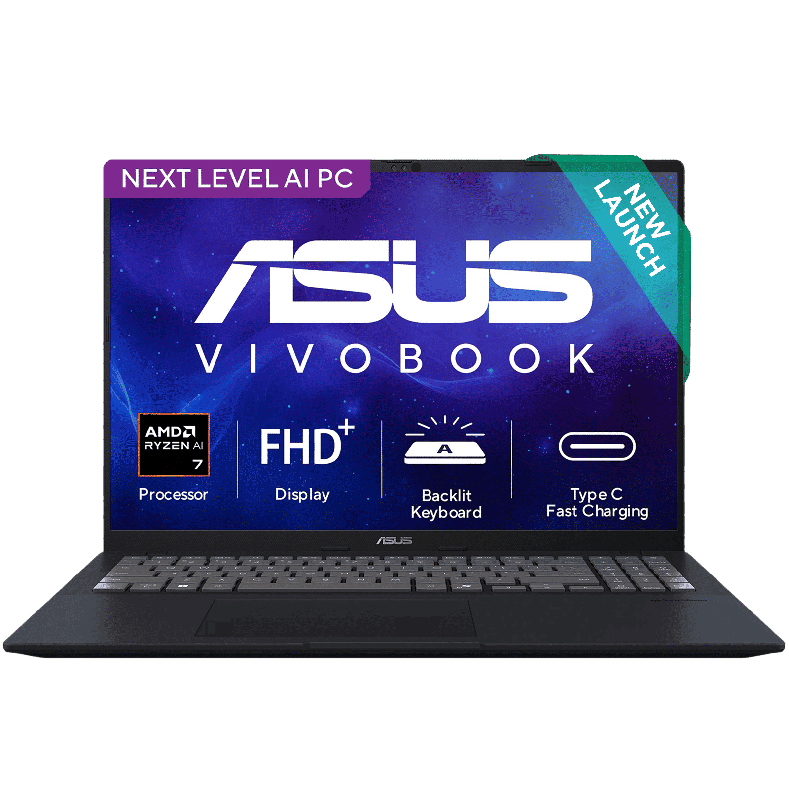 ASUS Vivobook 16 AMD Ryzen AI 7 Thin and Light Laptop (16GB, 512GB SSD, Windows 11 Home, 16 inch WUXGA IPS Display, MS Office Home 2024, Quiet Blue, 1.88 KG)_1