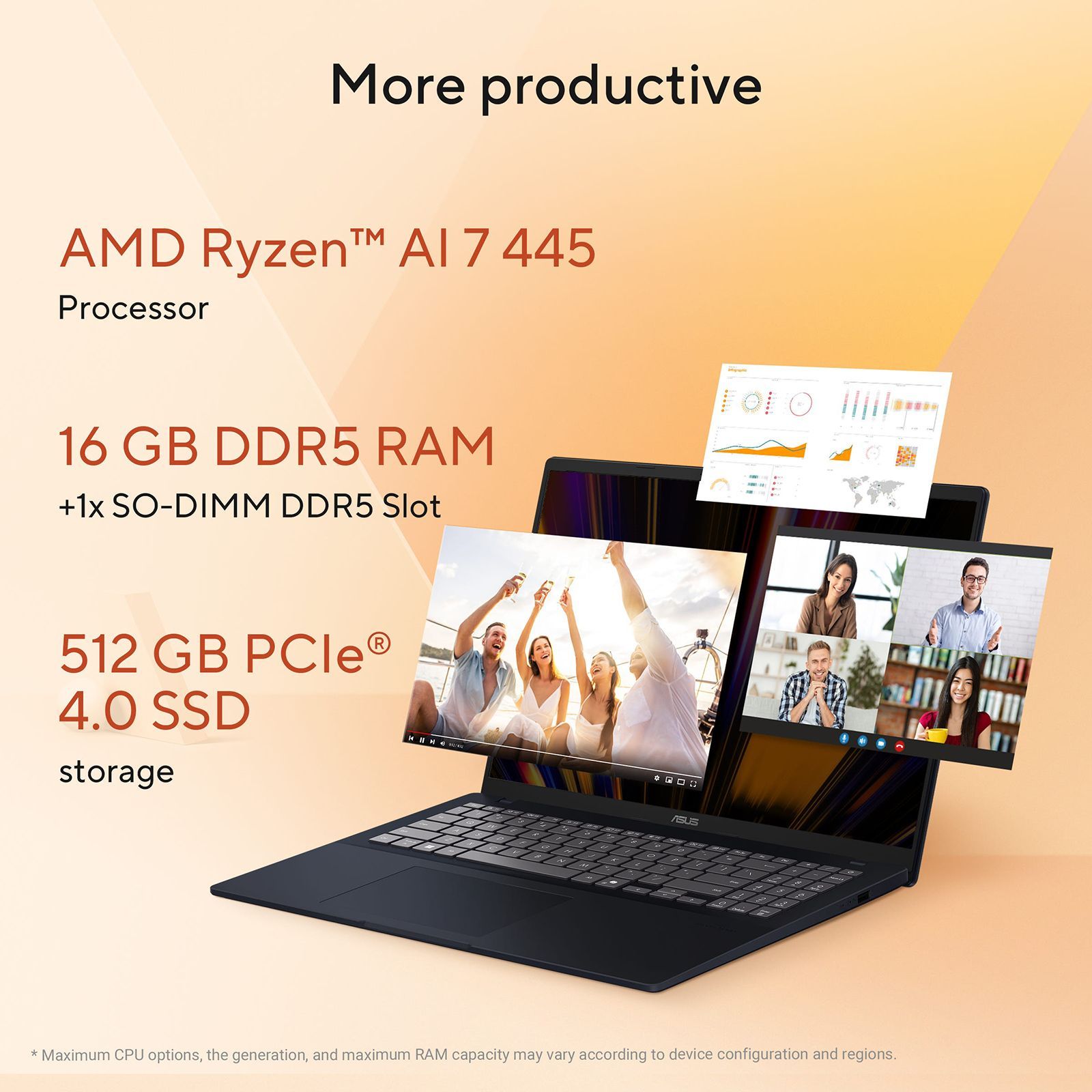 ASUS Vivobook 16 AMD Ryzen AI 7 Thin and Light Laptop (16GB, 512GB SSD, Windows 11 Home, 16 inch WUXGA IPS Display, MS Office Home 2024, Quiet Blue, 1.88 KG)_11