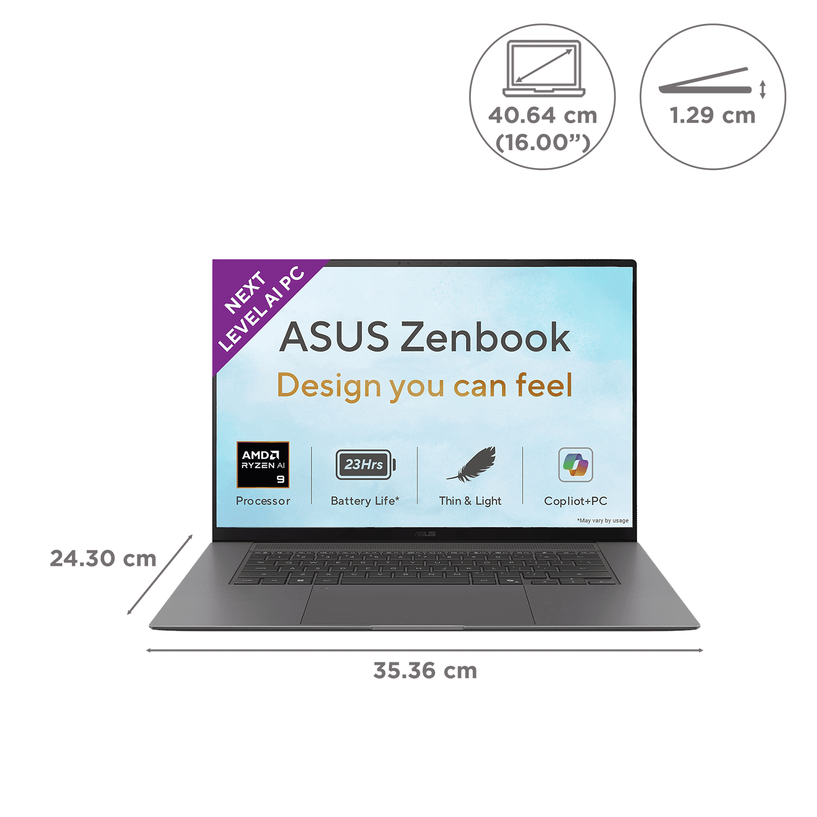 ASUS Zenbook S16 AMD Ryzen AI 9 Touchscreen Thin & Light Laptop (32GB, 1TB SSD, Windows 11 Home, 16 inch 3K OLED Display, MS Office Home 2024, Antrim Gray, 1.5 KG) ASUS Zenbook S16 AMD Ryzen AI 9 Touchscreen Thin & Light Laptop (32GB, 1TB SSD, Windows 11 Home, 16 inch 3K OLED Display, MS Office Home 2024, Antrim Gray, 1.5 KG)_2