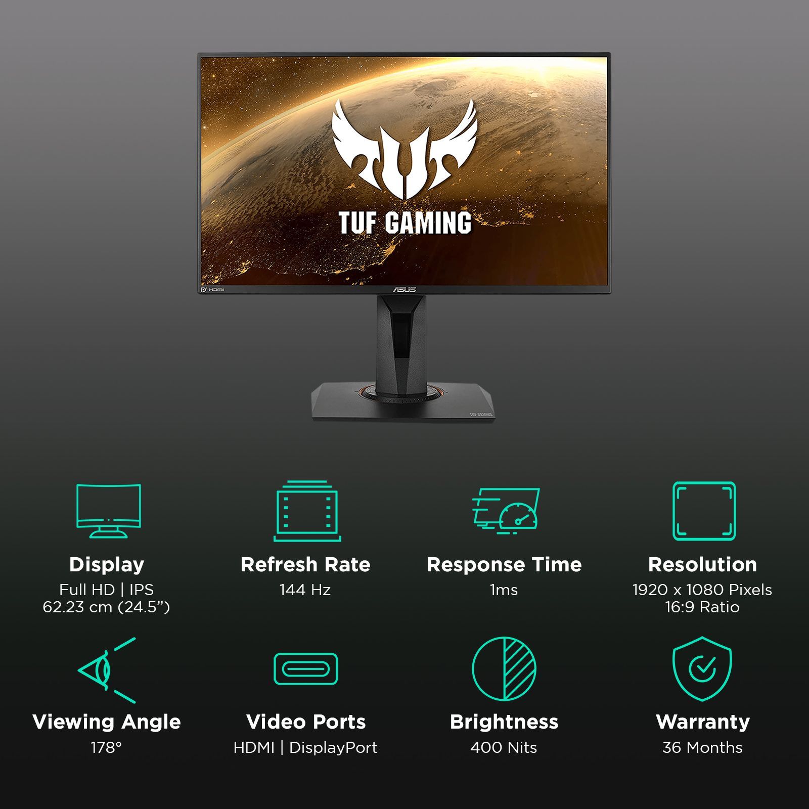 Asus TUF 63.5cm (24.5 Inches) Full HD Flat Panel IPS Gaming Monitor ( with Extreme Low Motion Blur)_3