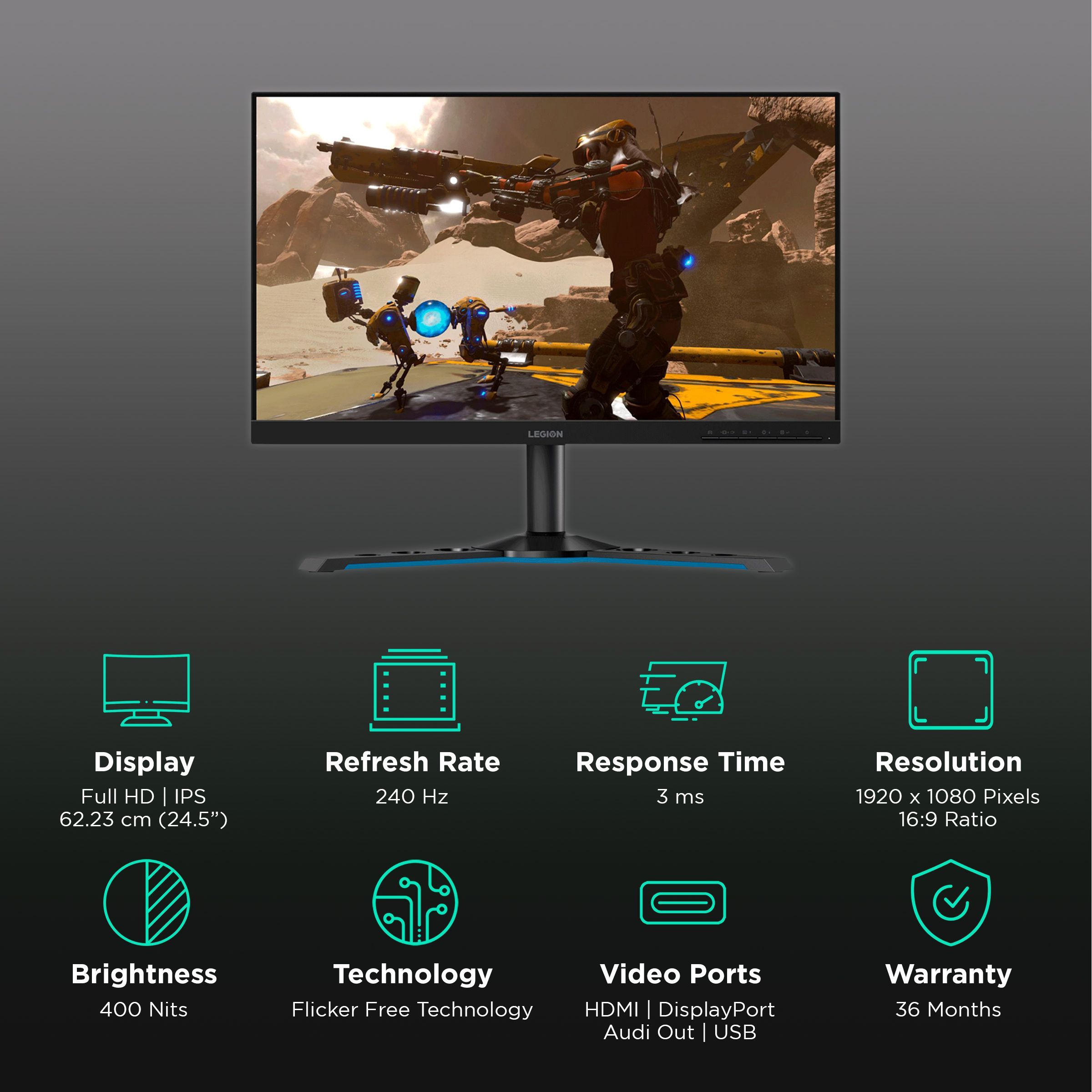 Lenovo Legion Y25-25 62.23 cm (24.5 inch) Full HD IPS Panel LED 3-Side Near Edgeless Bezel Height Adjustable Gaming Monitor with Flicker-Free Technology Lenovo Legion Y25-25 62.23 cm (24.5 inch) Full HD IPS Panel LED 3-Side Near Edgeless Bezel Height Adjustable Gaming Monitor with Flicker-Free Technology_3