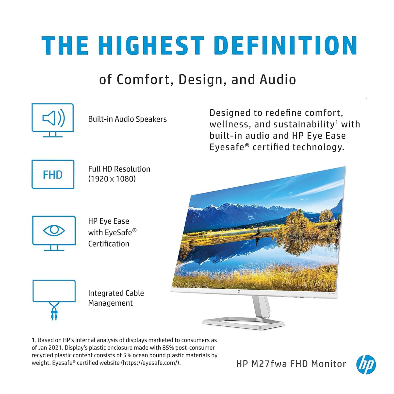 HP M27FWA 60.58cm (27 Inches) Full HD Monitor (HP Eye Ease with Eyesafe Certified Technology, 1 x HDMI 1.4 | 1 x VGA Port Connectivity, 356D6AA, Silver)_10