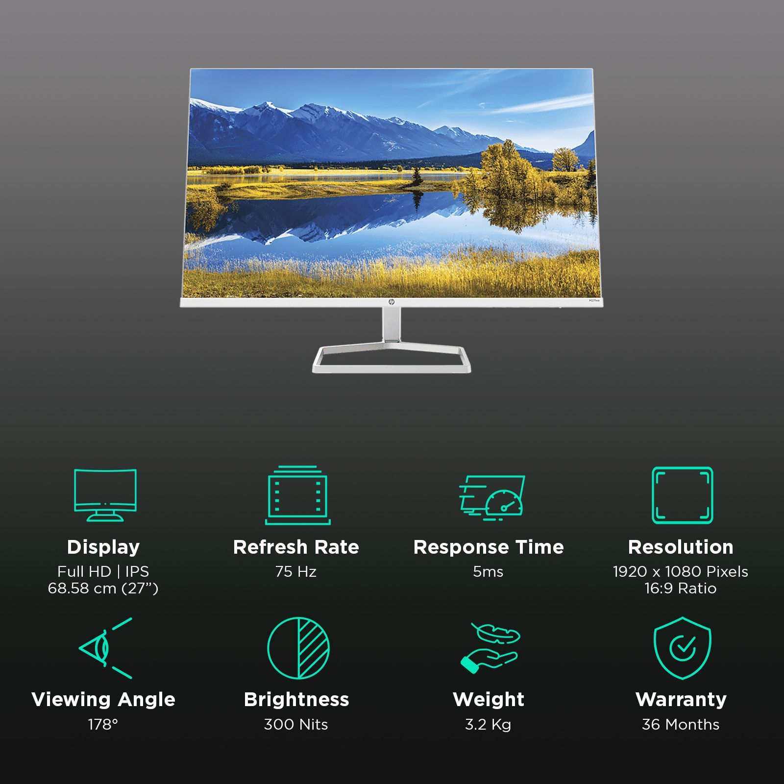 HP M27FWA 60.58cm (27 Inches) Full HD Monitor (HP Eye Ease with Eyesafe Certified Technology, 1 x HDMI 1.4 | 1 x VGA Port Connectivity, 356D6AA, Silver)_3