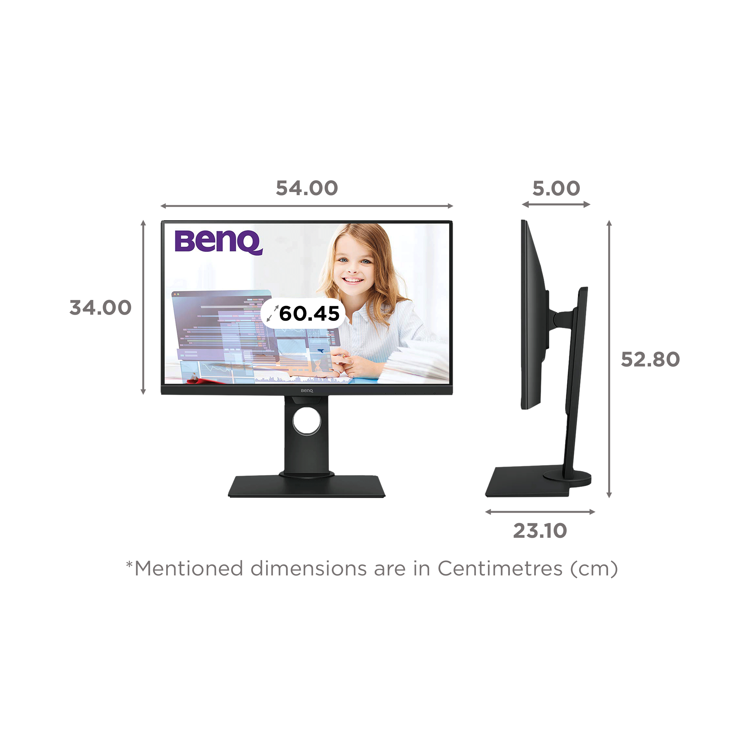 BenQ Home 60.45 cm (23.8 inch) Full HD IPS Panel LED Ultra Slim Bezel Height Adjustable Monitor with Brightness Intelligence Technology_2