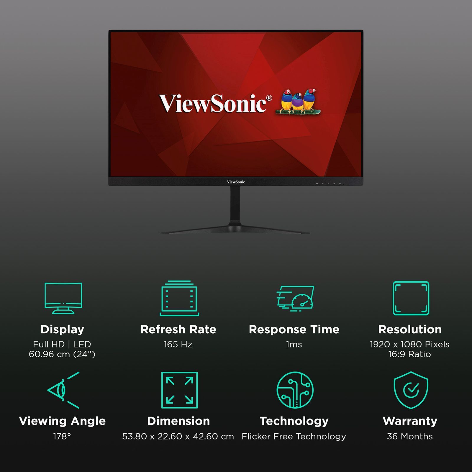 ViewSonic Omni 60.96 cm (24 inch) Full HD VA Panel LED Frameless Gaming Monitor with AMD FreeSync ViewSonic Omni 60.96 cm (24 inch) Full HD VA Panel LED Frameless Gaming Monitor with AMD FreeSync_2
