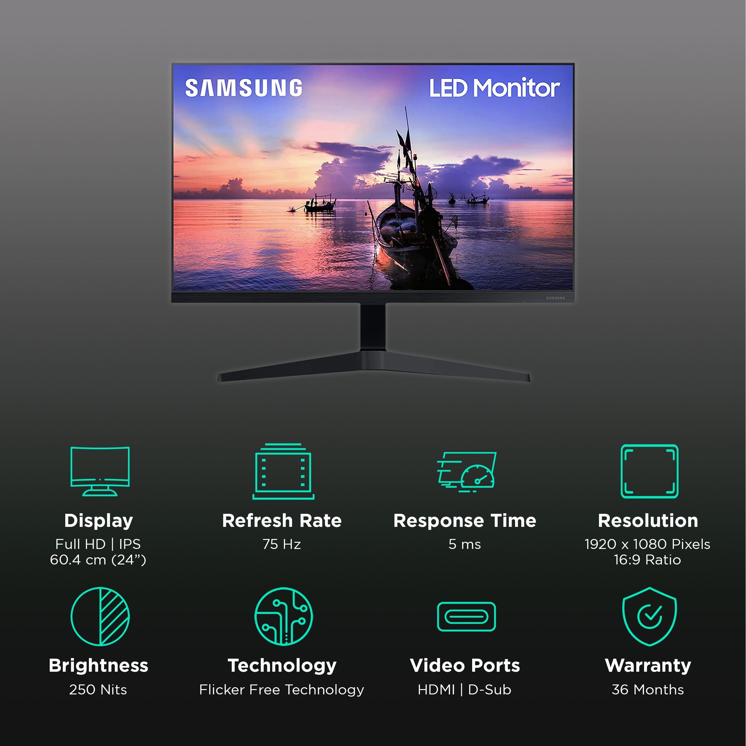 SAMSUNG 60.4 cm (24 inch) Full HD IPS Panel LED Borderless Monitor with Flicker-Free Technology SAMSUNG 60.4 cm (24 inch) Full HD IPS Panel LED Borderless Monitor with Flicker-Free Technology_3