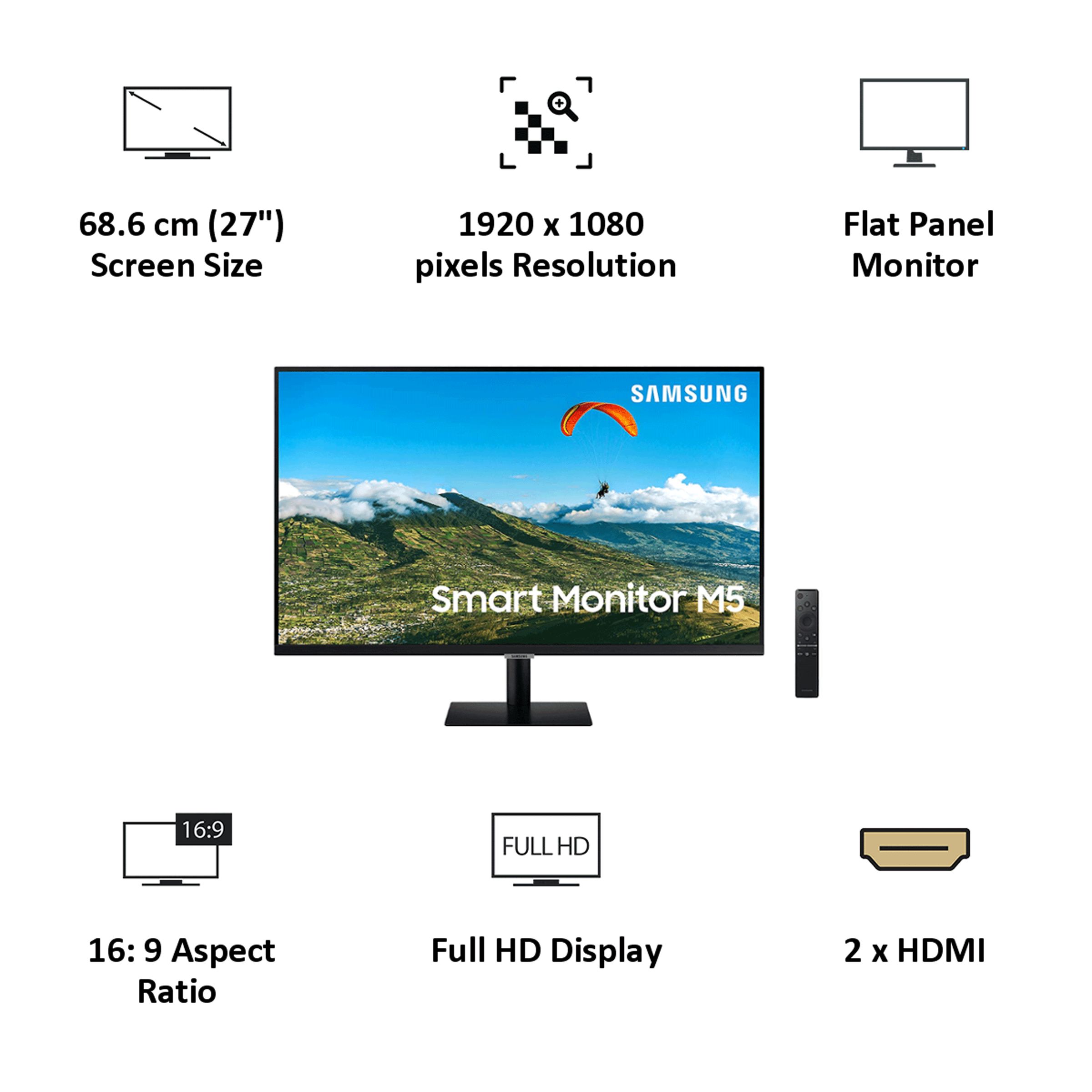SAMSUNG M5 68.6 cm (27 inch) Full HD LED Backlit Panel Monitor with Adaptive Picture Technology SAMSUNG M5 68.6 cm (27 inch) Full HD LED Backlit Panel Monitor with Adaptive Picture Technology_5