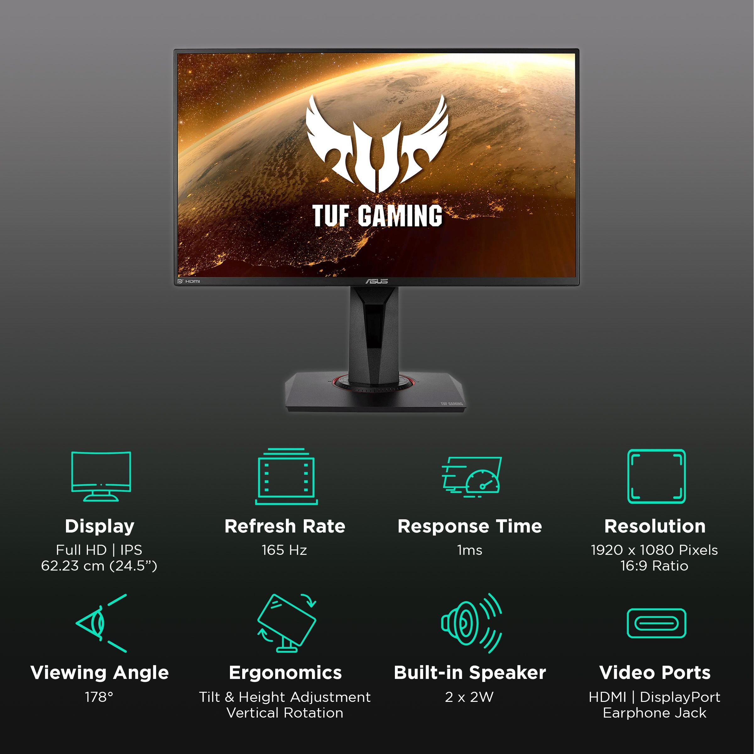 ASUS TUF 62.23 cm (24.5 inch) Full HD IPS Panel LCD Non-Glare Height Adjustable Gaming Monitor with Extreme Low Motion Blur Technology_3