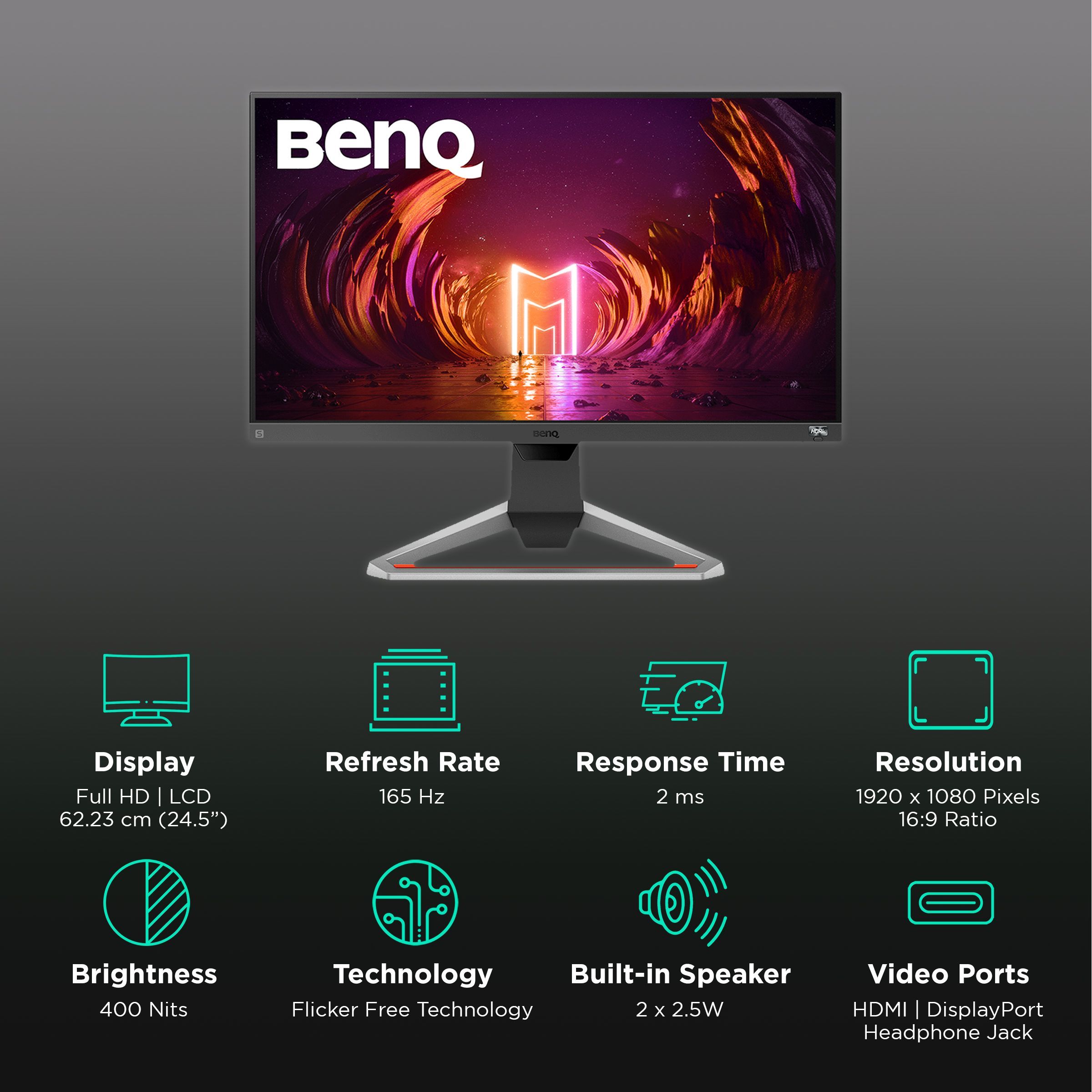 BenQ MOBIUZ 62.23 cm (24.5 inch) Full HD IPS Panel LED Bezel-Less Height Adjustable Gaming Monitor with Flicker-Free Technology BenQ MOBIUZ 62.23 cm (24.5 inch) Full HD IPS Panel LED Bezel-Less Height Adjustable Gaming Monitor with Flicker-Free Technology_3