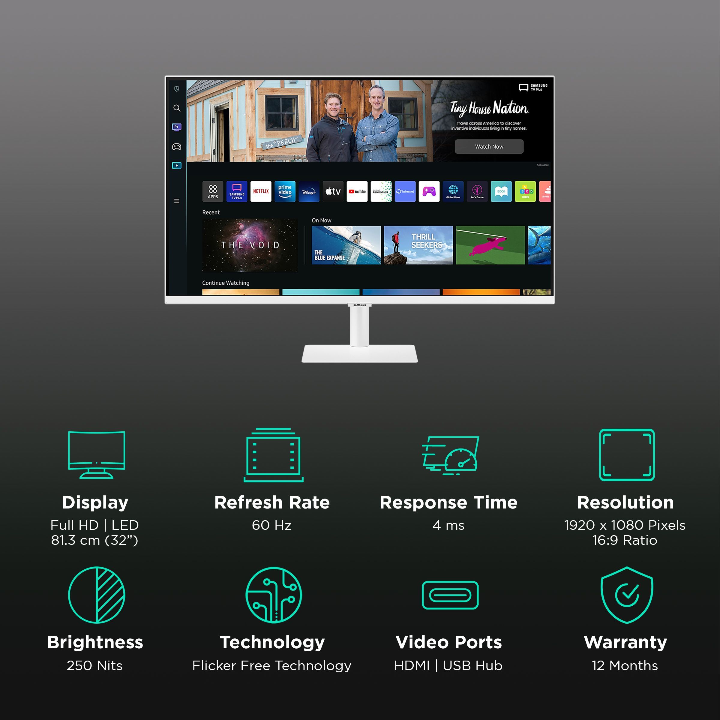 SAMSUNG M5 81.3 cm (32 inch) Full HD VA Panel LED Ultra Wide Monitor with Flicker-Free Technology_3