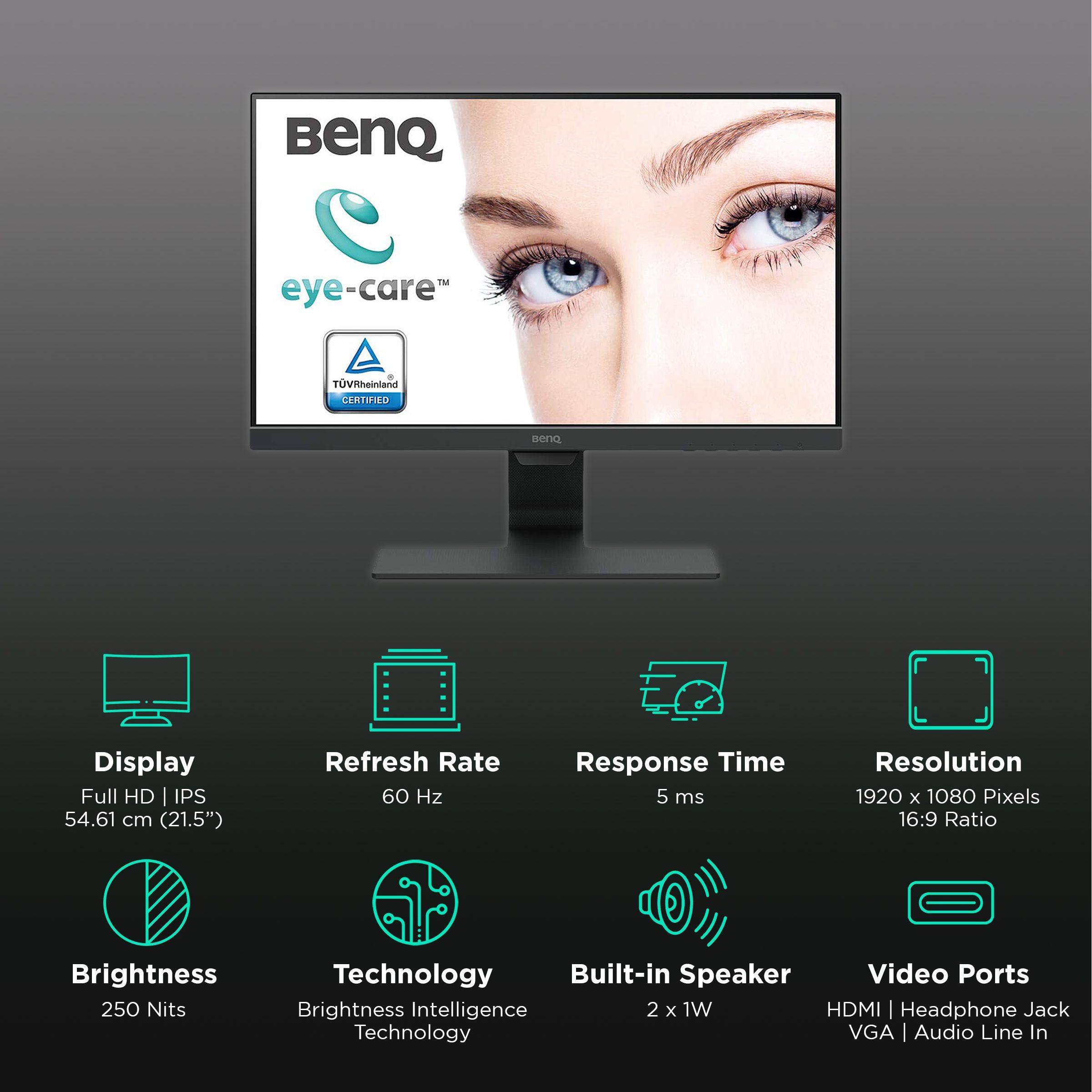 BenQ Home 54.61 cm (21.5 inch) Full HD IPS Panel LED Ultra Slim Bezel Monitor with Brightness Intelligence Technology_3