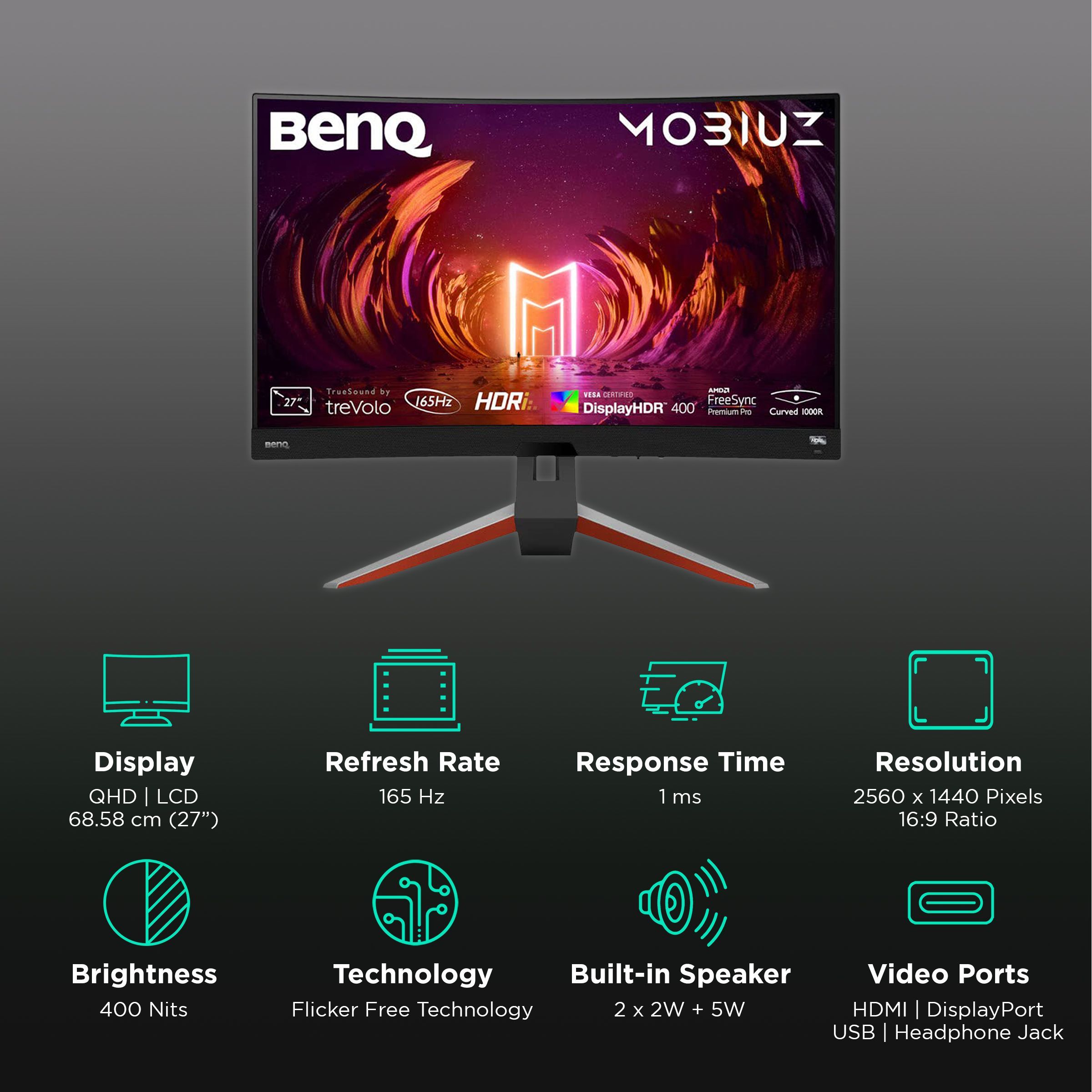 BenQ MOBIUZ 68.58 cm (27 inch) QHD VA Panel LED Curved Height Adjustable Gaming Monitor with Flicker-Free Technology_3