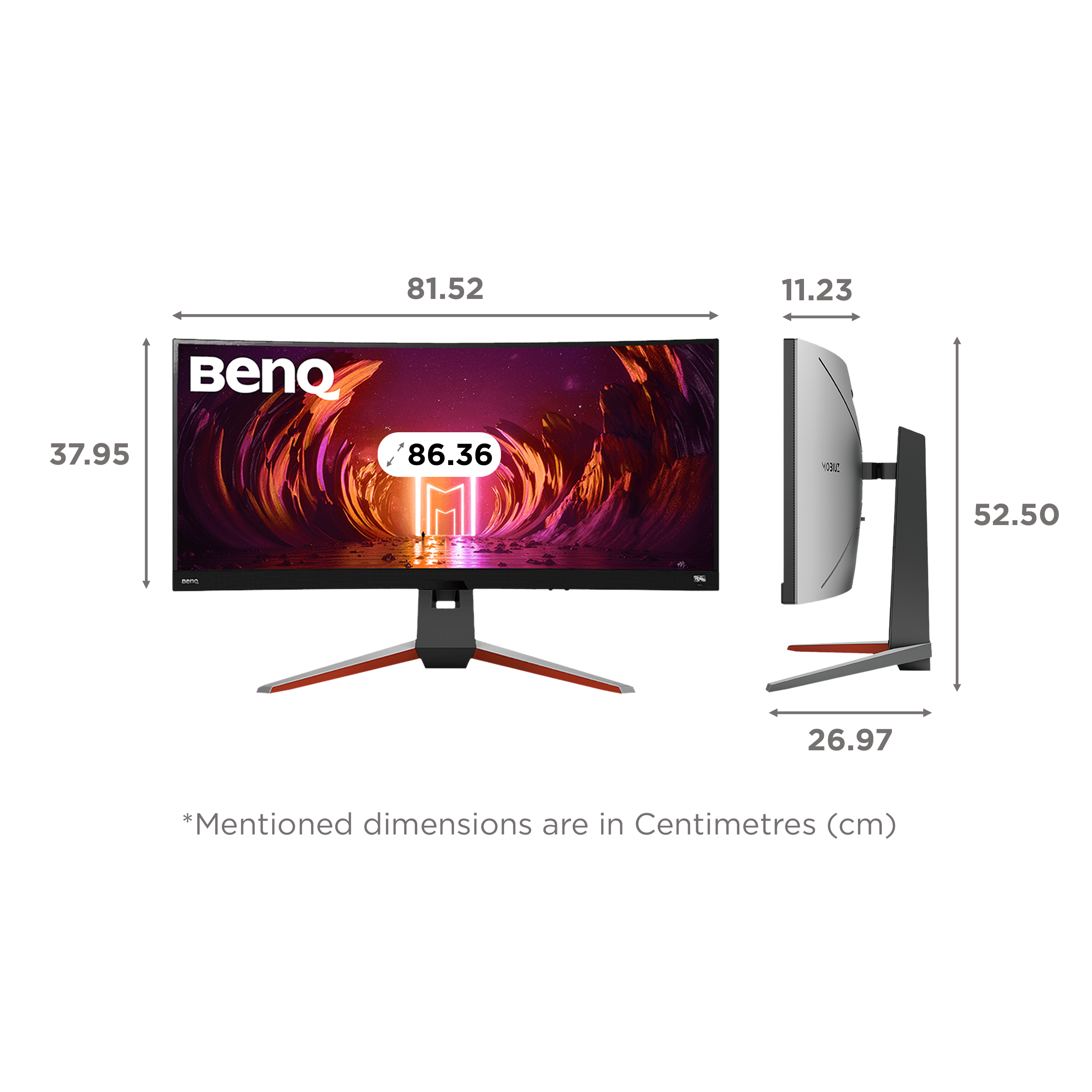 BenQ MOBIUZ 86.36 cm (34 inch) WQHD IPS Panel LCD Bezel-Less Height Adjustable Gaming Monitor with Flicker-Free Technology BenQ MOBIUZ 86.36 cm (34 inch) WQHD IPS Panel LCD Bezel-Less Height Adjustable Gaming Monitor with Flicker-Free Technology_2