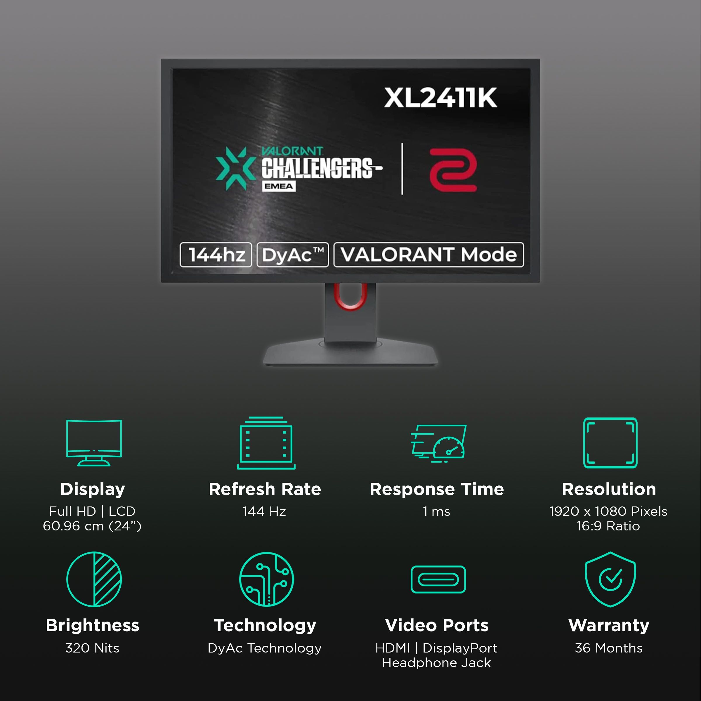 BenQ ZOWIE 60.96 cm (24 inch) Full HD TN Panel LCD Height Adjustable Gaming Monitor with DyAc Technology_3